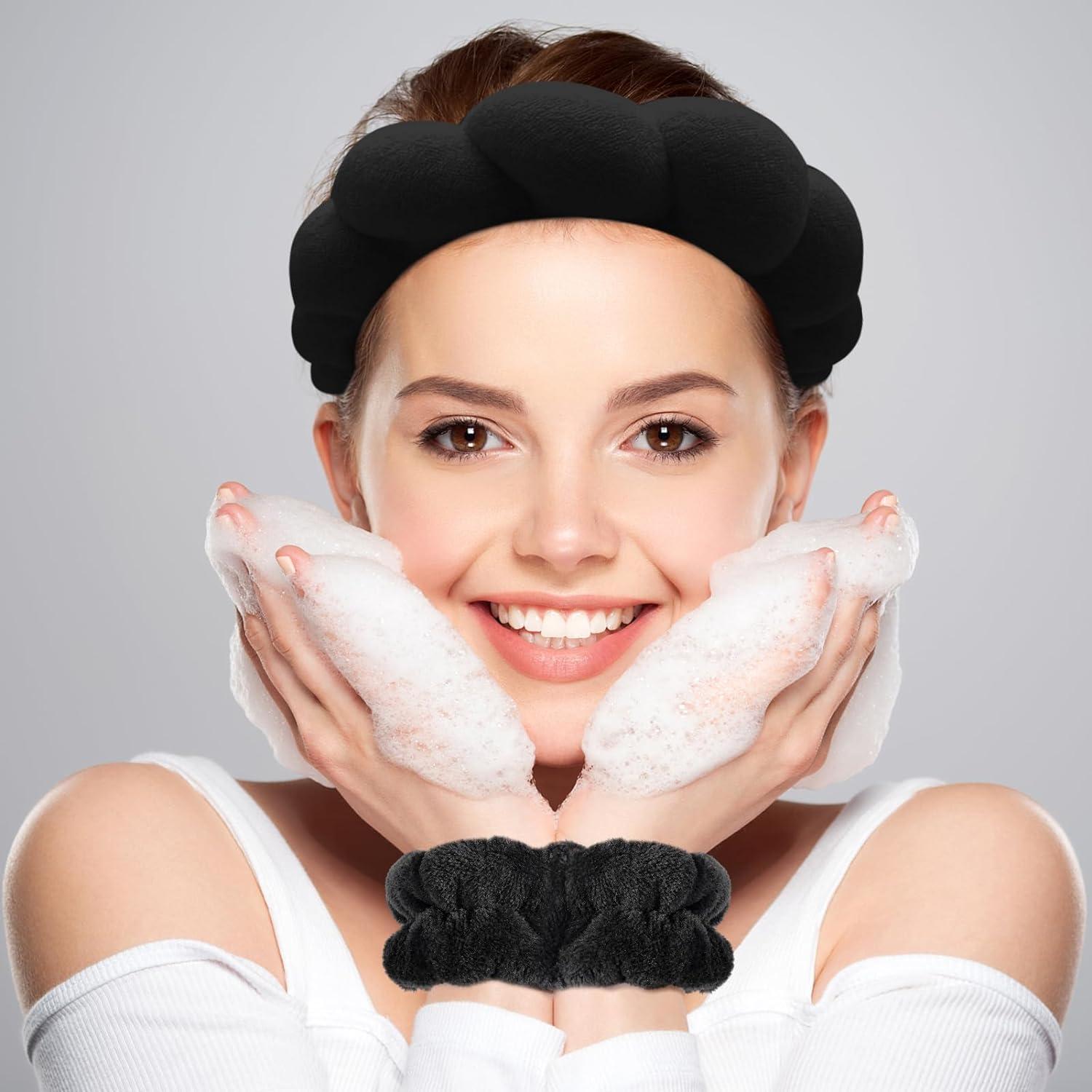 Banda de Spa Zkptops para el Cabello y Pulsera de Maquillaje