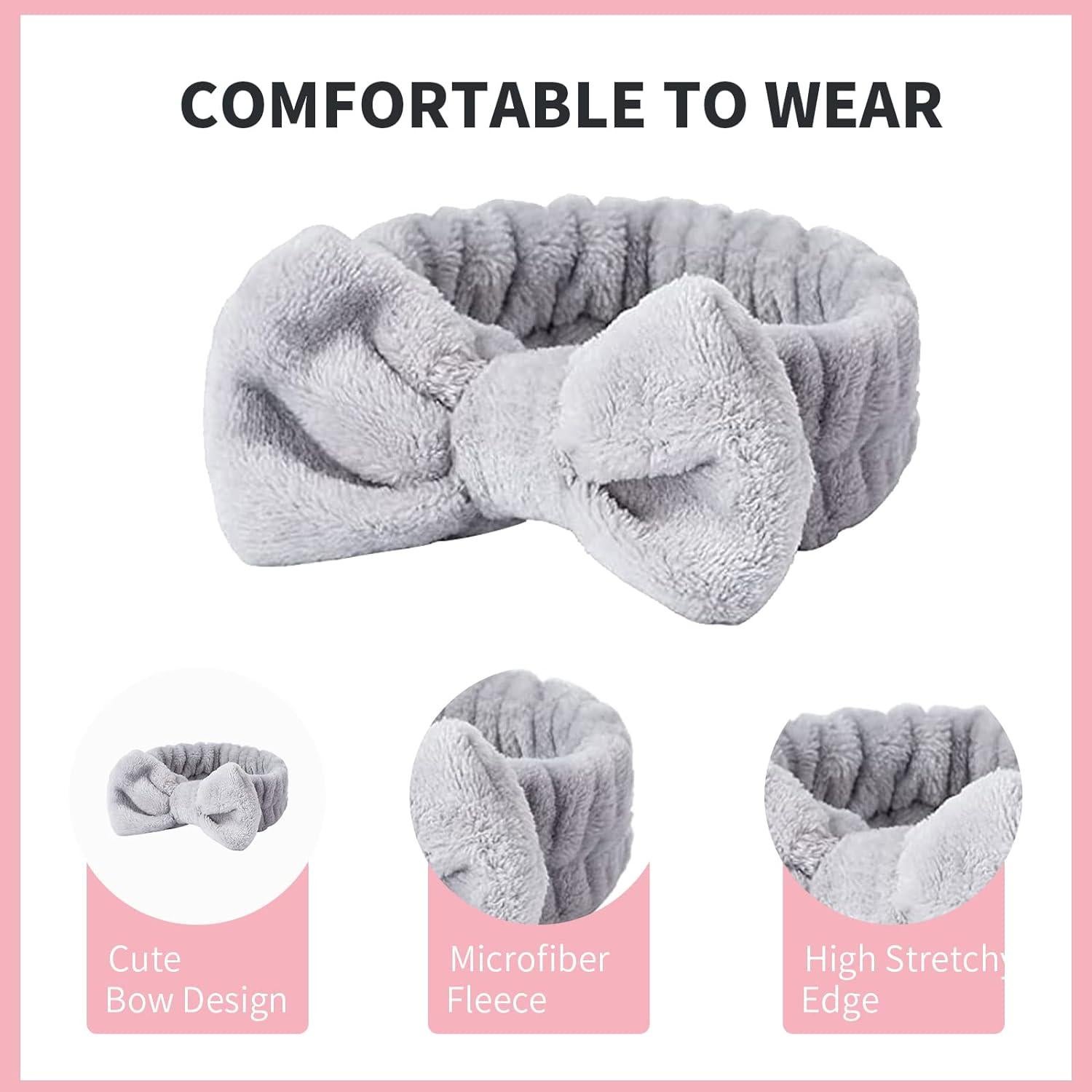 Diadema de Spa WSYUB 3 Piezas Lazo Suave para Maquillaje