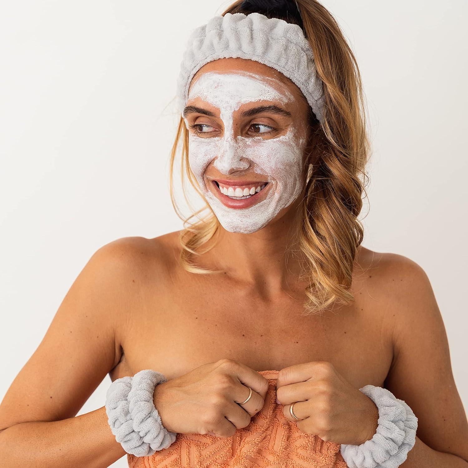 Banda para la cabeza y muñequeras FROG SAC gris para cuidado facial