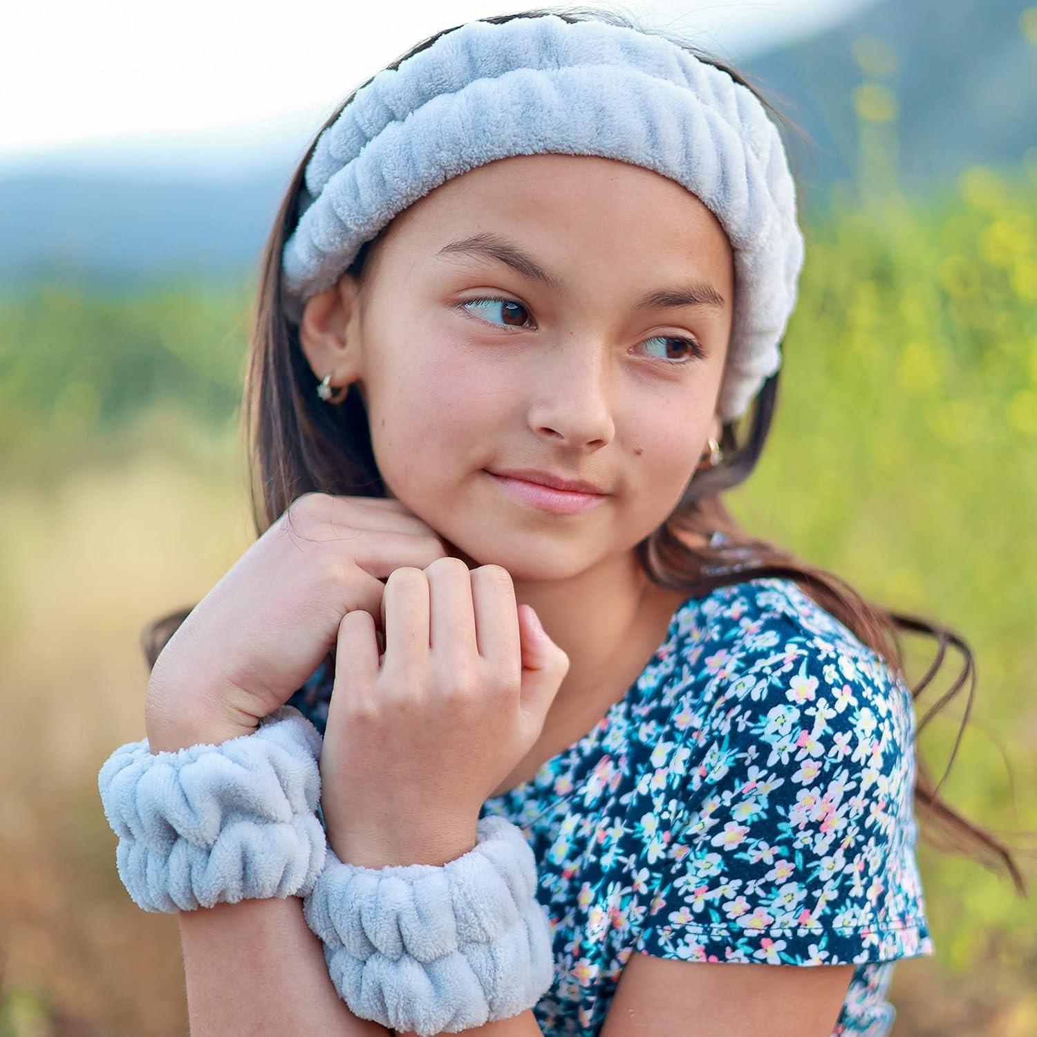 Banda para la cabeza y muñequeras FROG SAC gris para cuidado facial