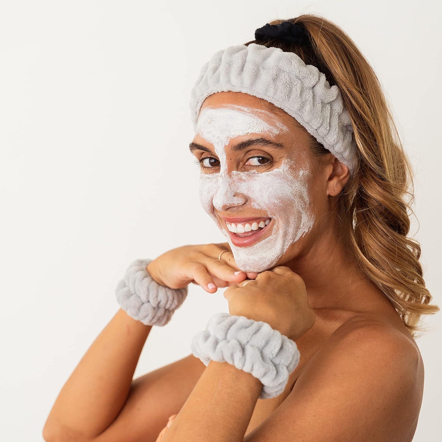 Banda para la cabeza y muñequeras FROG SAC gris para cuidado facial