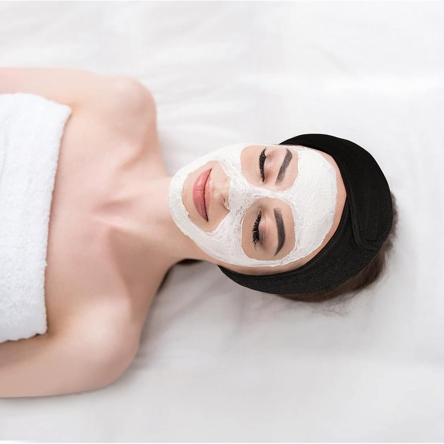 Diademas de Spa Facial 4PCS TOPODO Ajustables Terciopelo Negro