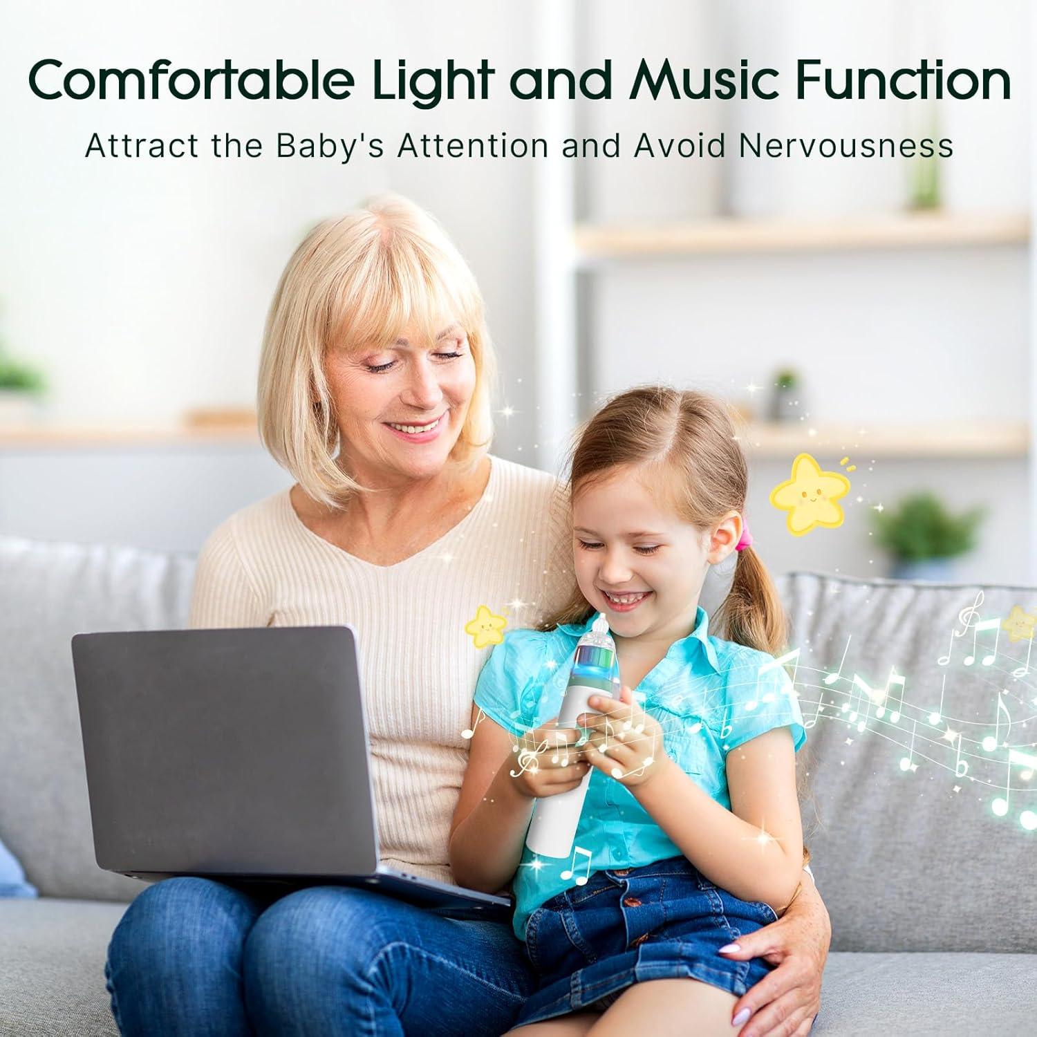 Aspirador Nasal Eléctrico Hihened para Bebés Verde con 3 Puntas