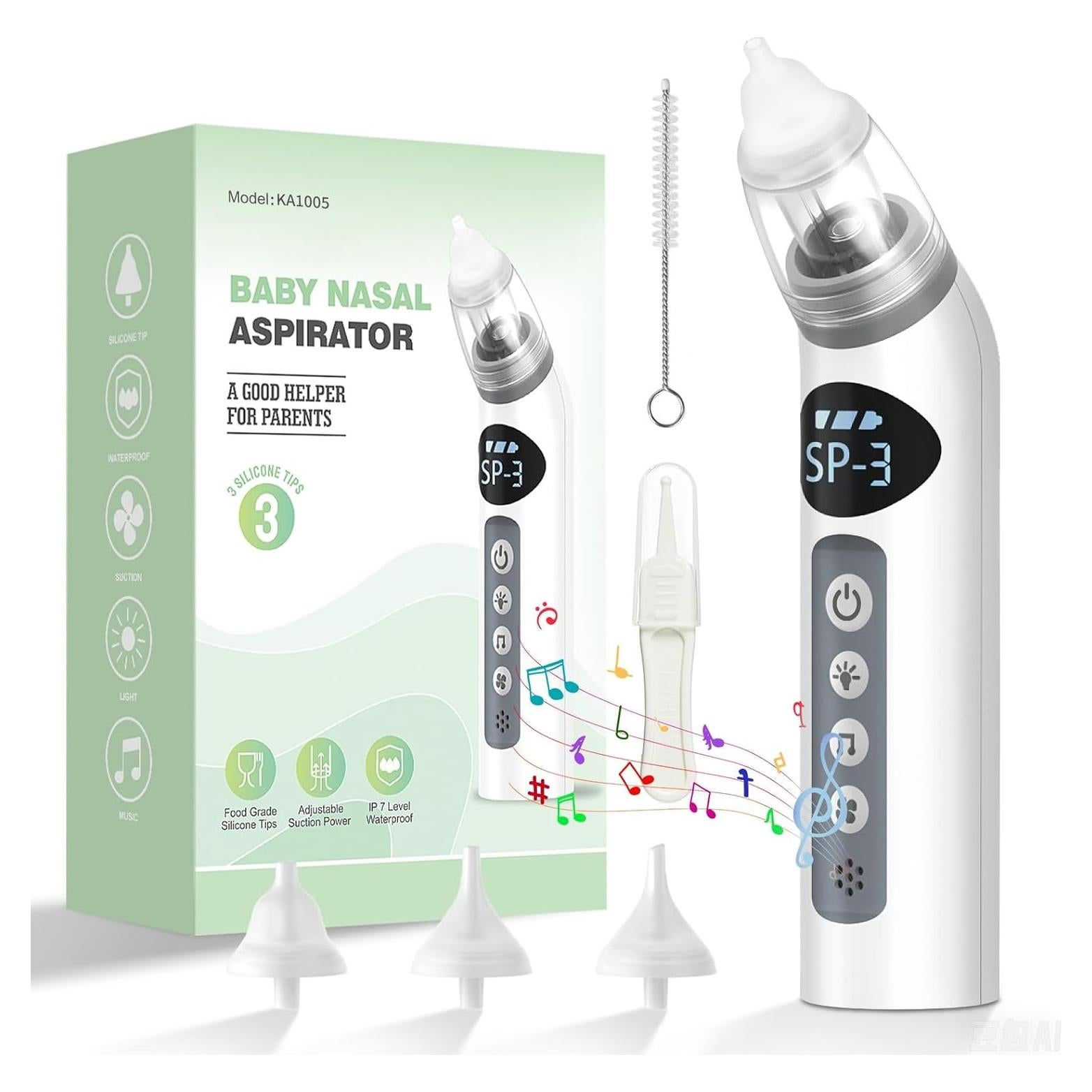 Aspirador Nasal Eléctrico Bivni Baby IPX7 con 3 Puntas