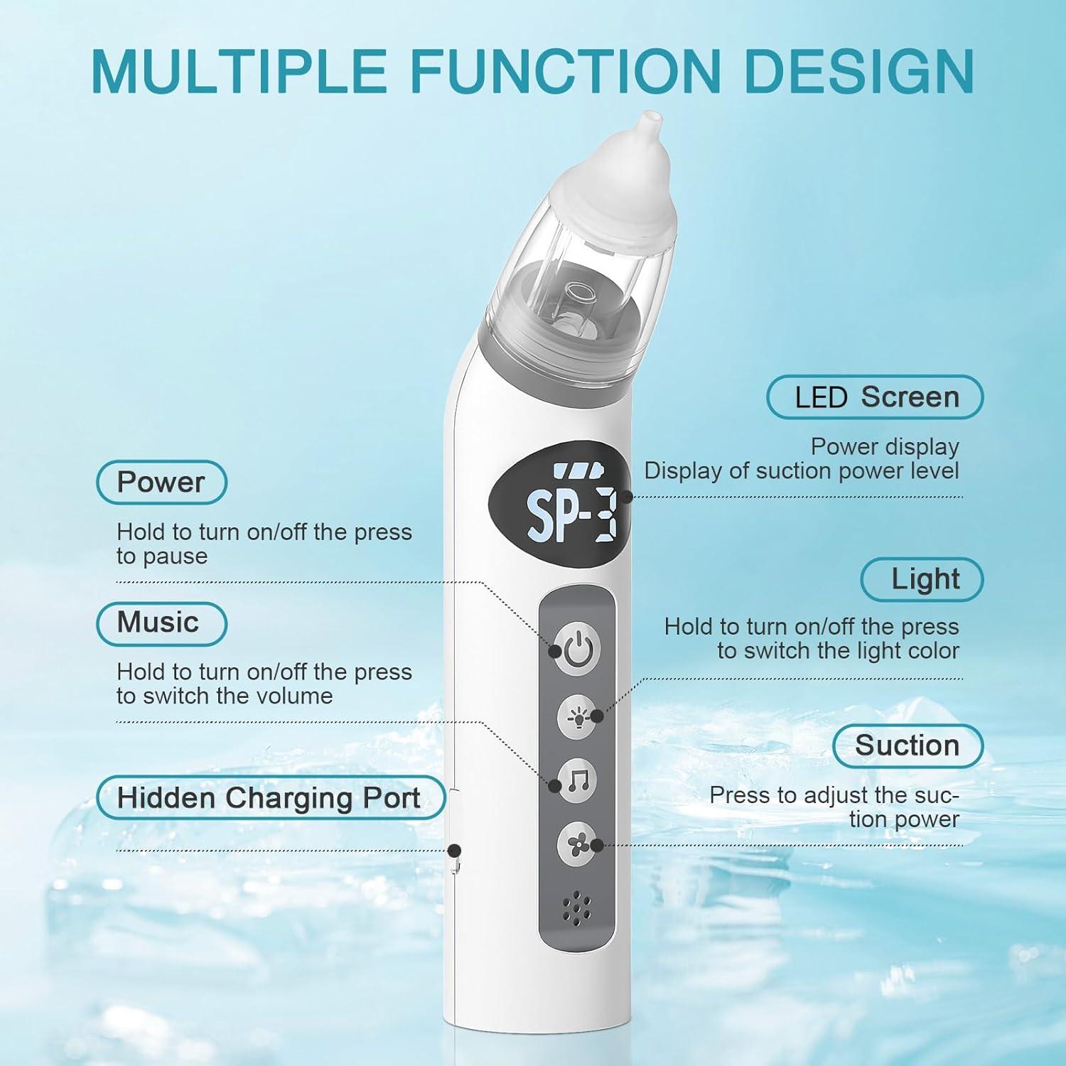 Aspirador Nasal Eléctrico Bivni Baby IPX7 con 3 Puntas