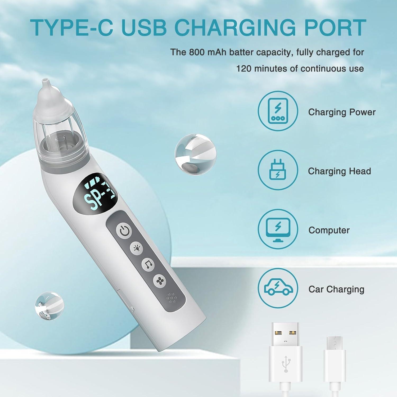 Aspirador Nasal Eléctrico Bivni Baby IPX7 con 3 Puntas