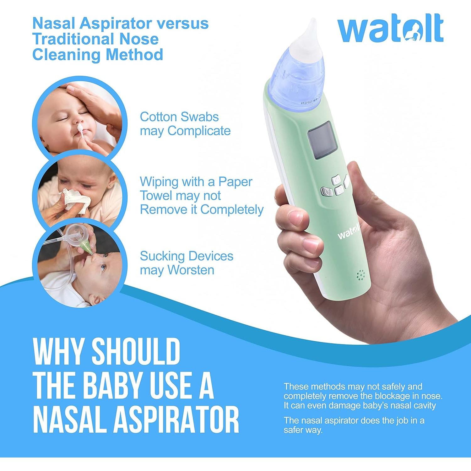 Aspirador Nasal Eléctrico para Bebés Watolt - Portátil y Reutilizable