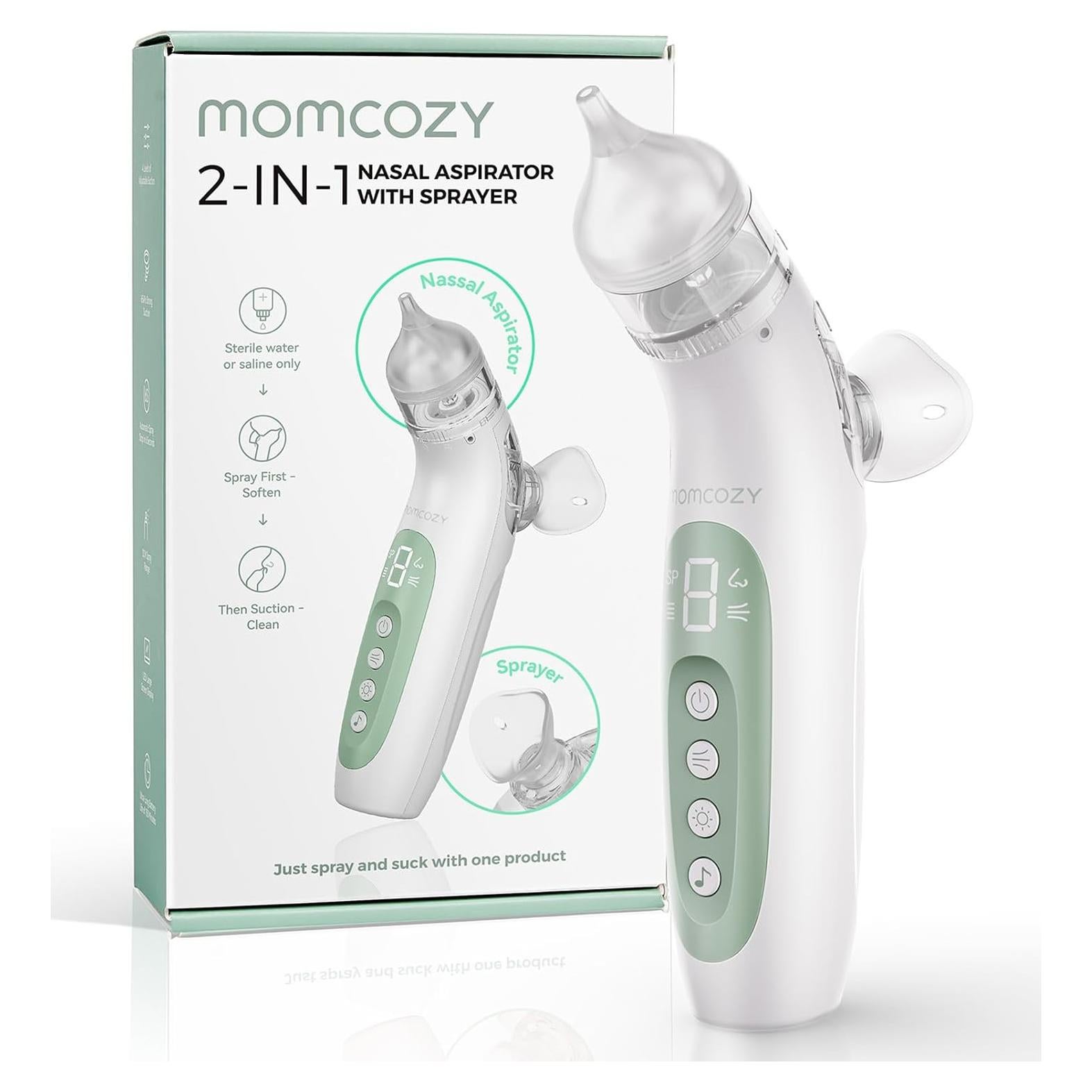 Aspirador Nasal Eléctrico 2-en-1 Momcozy con Spray 65kPa