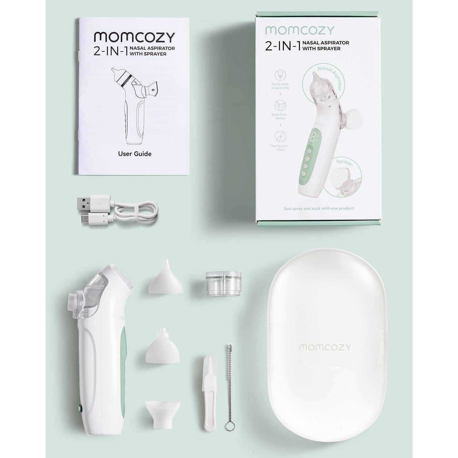 Aspirador Nasal Eléctrico 2-en-1 Momcozy con Spray 65kPa