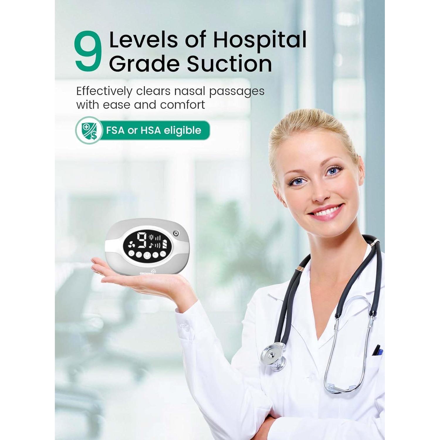 Aspirador Nasal Eléctrico GROWNSY para Bebé con Luz y Música