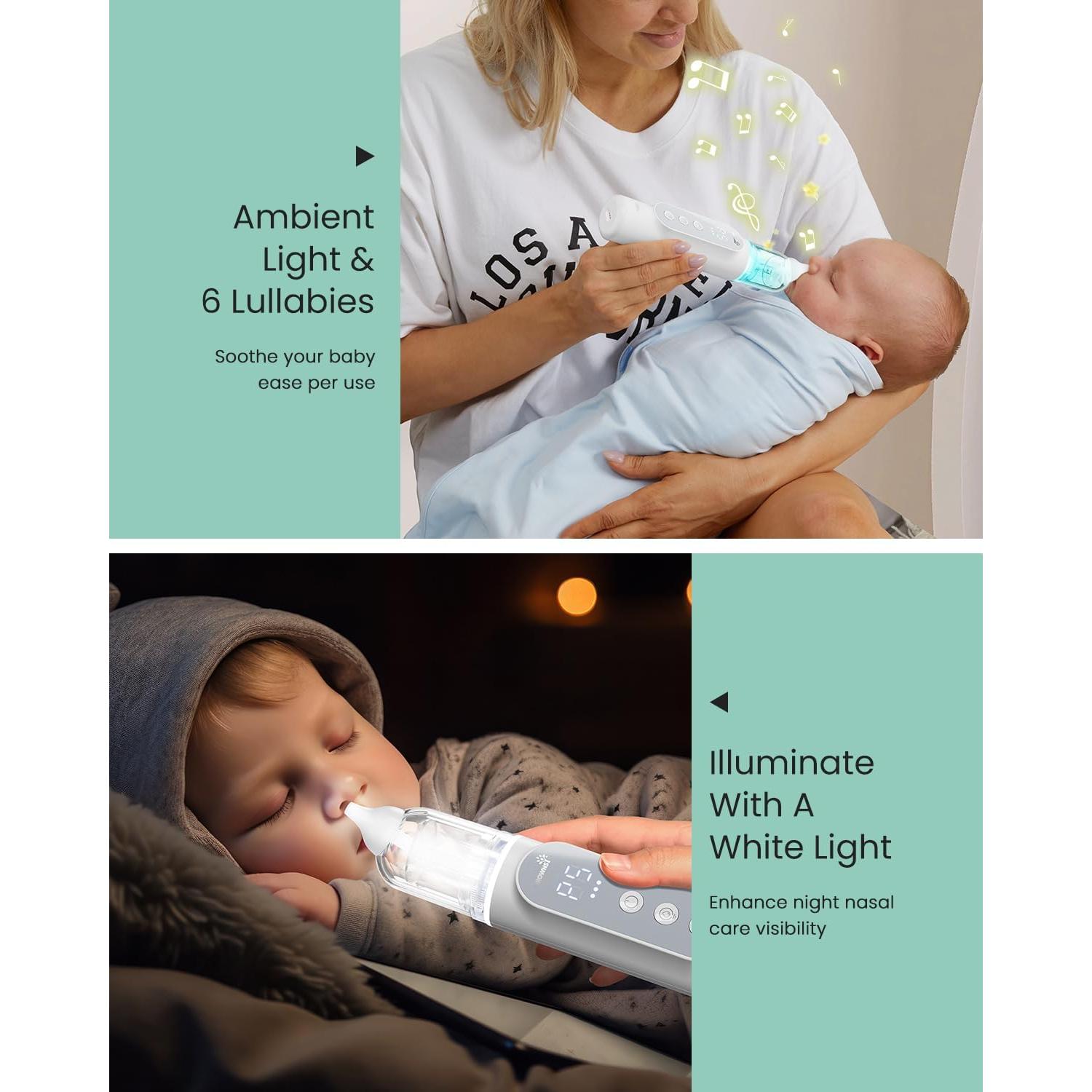 Aspirador Nasal Eléctrico GROWNSY para Bebés IPX7 5 Niveles