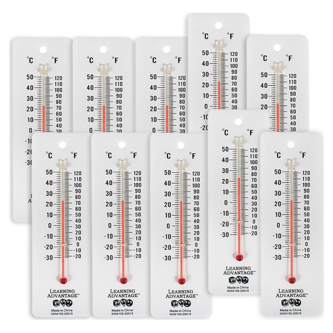 Termómetros Estudiantiles Learning Advantage - Juego de 10 - Escala Dual - Libre de Mercurio