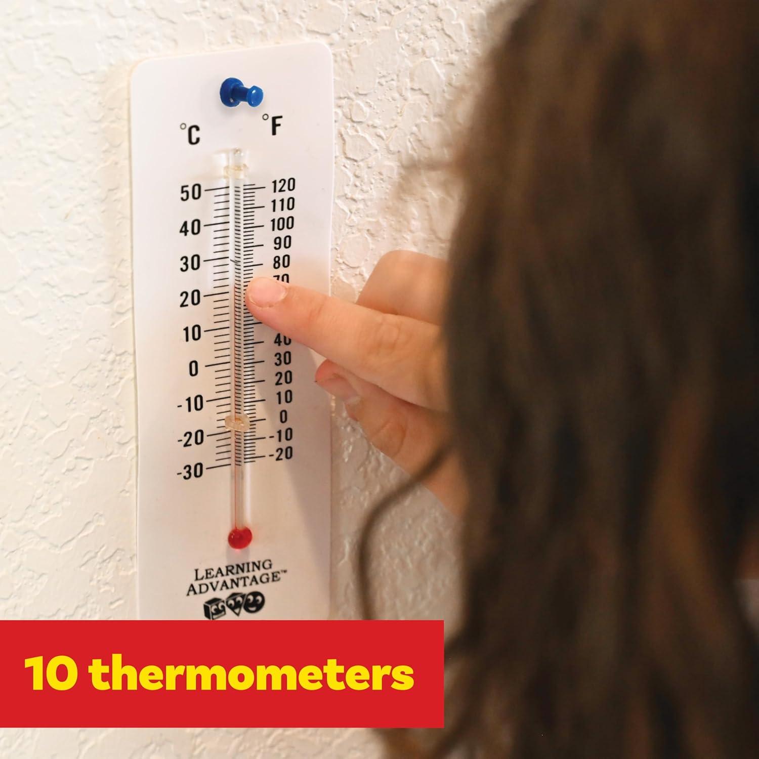 Termómetros Estudiantiles Learning Advantage - Juego de 10 - Escala Dual - Libre de Mercurio