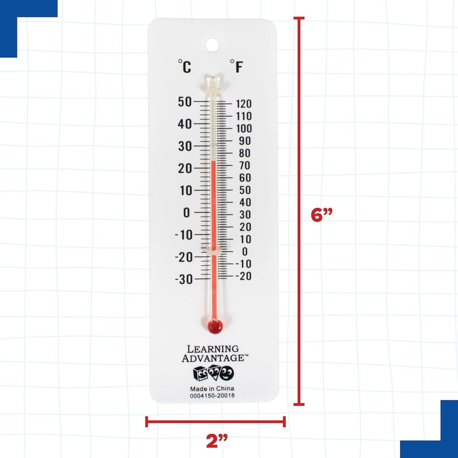 Termómetros Estudiantiles Learning Advantage - Juego de 10 - Escala Dual - Libre de Mercurio