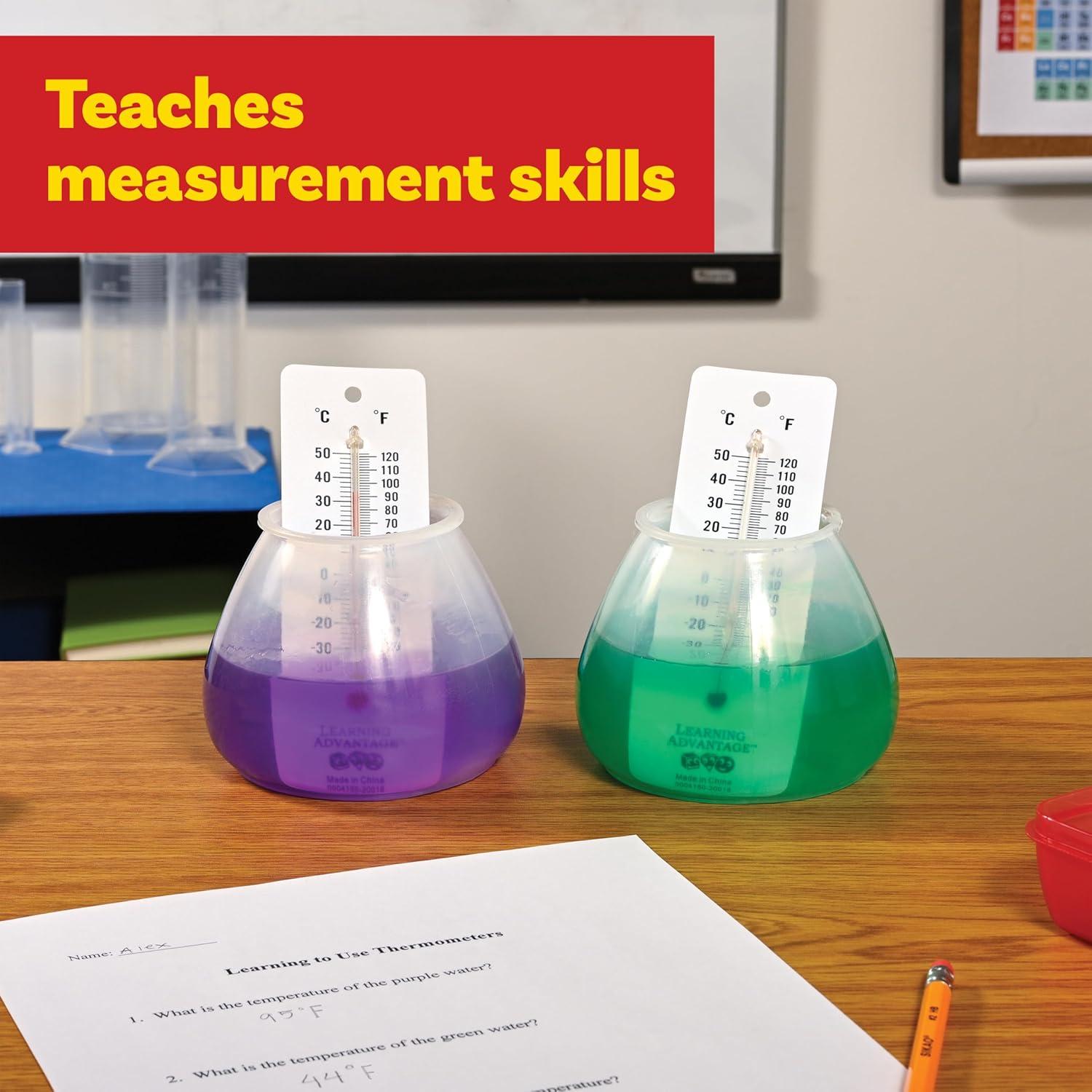 Termómetros Estudiantiles Learning Advantage - Juego de 10 - Escala Dual - Libre de Mercurio
