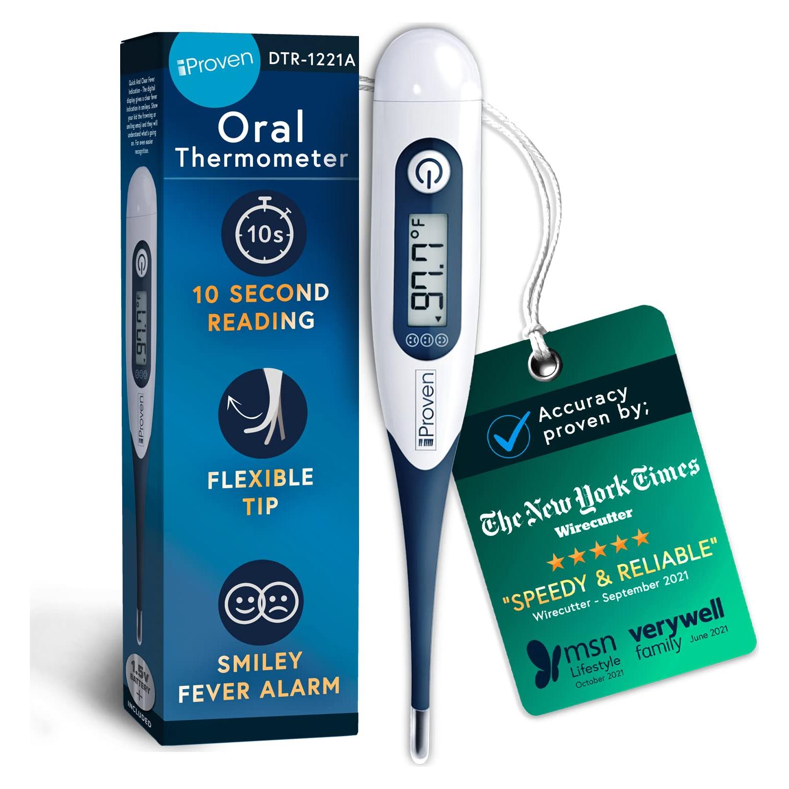 Termómetro Oral Digital iProven DTR-1221A, 10 Segundos, Alarma de Fiebre