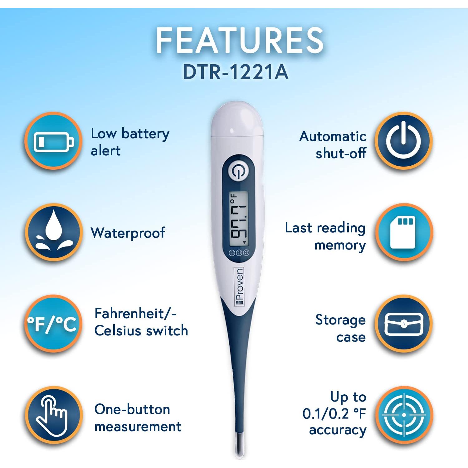 Termómetro Oral Digital iProven DTR-1221A, 10 Segundos, Alarma de Fiebre