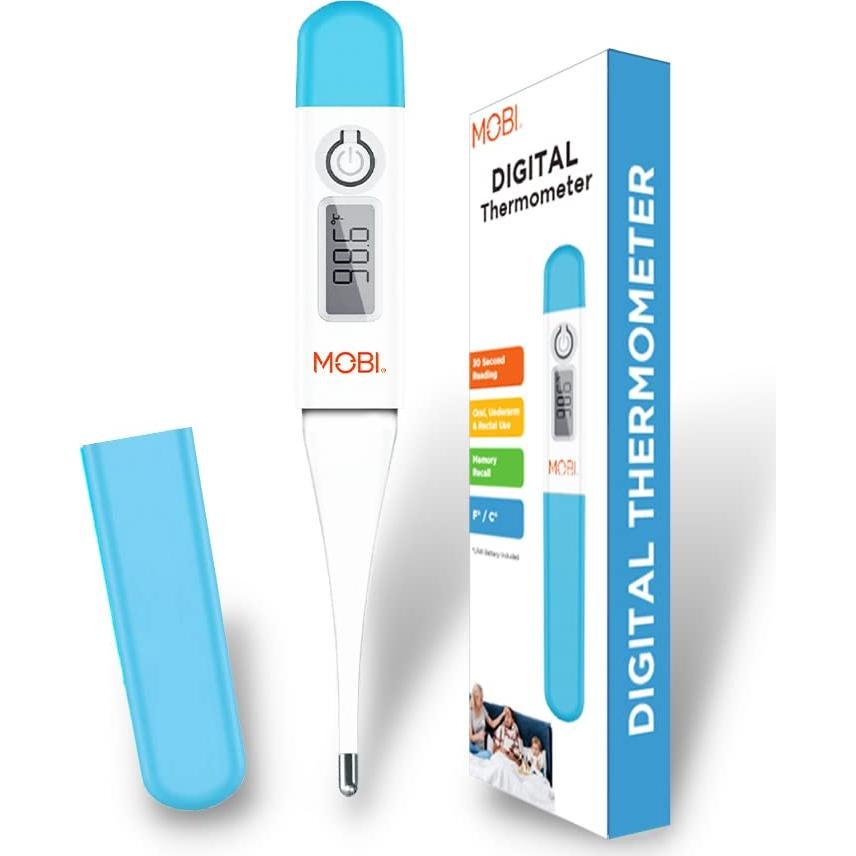 MOBI - Digital Health Thermometer - Oral, Underarm, and Rectal Thermometer for Adults and Children - Thermometer for Fever - Rectum and Armpit Reading for Baby, Children and Adults - 1 Pack