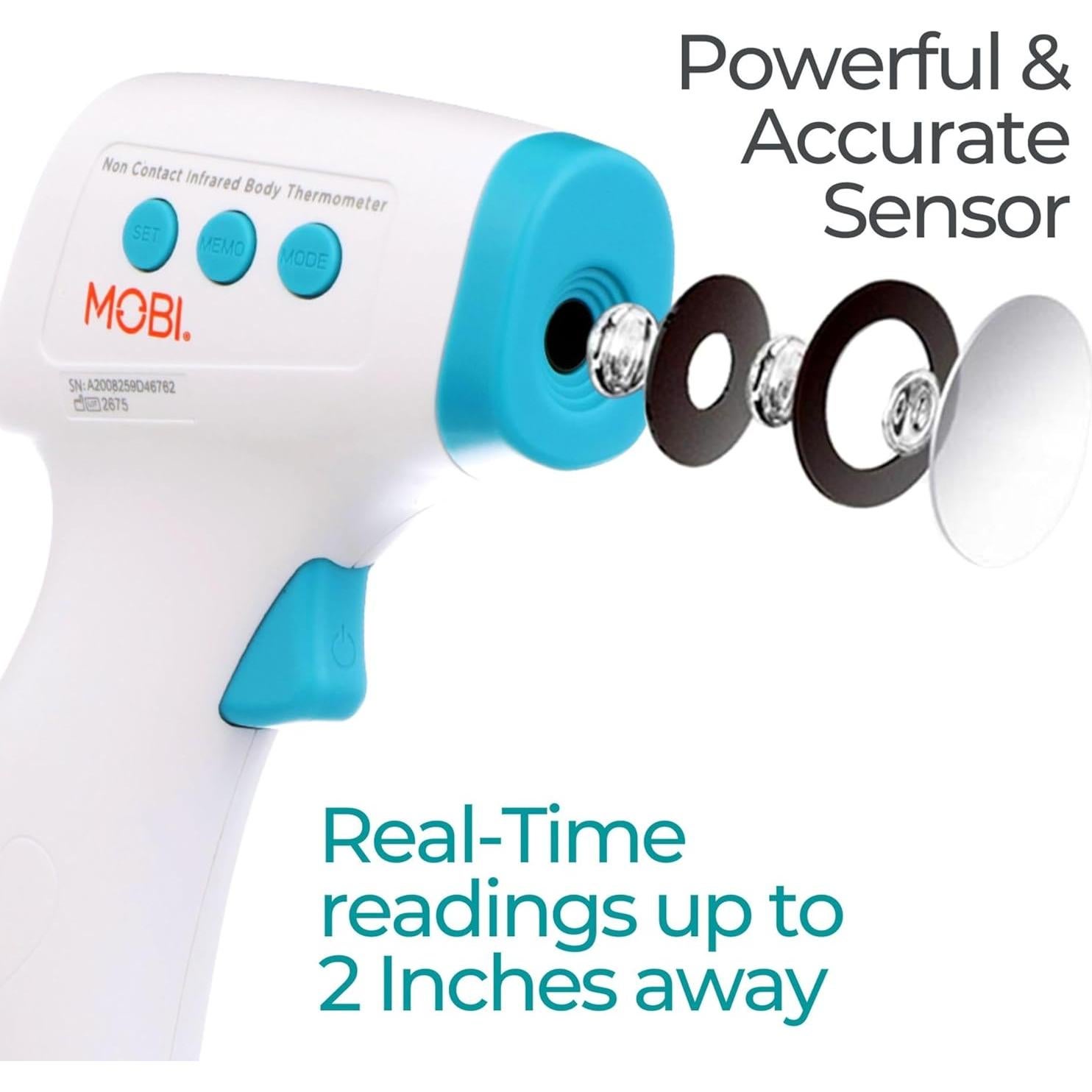 Termómetro Digital Infrarrojo MOBI Sin Contacto para Bebés y Adultos