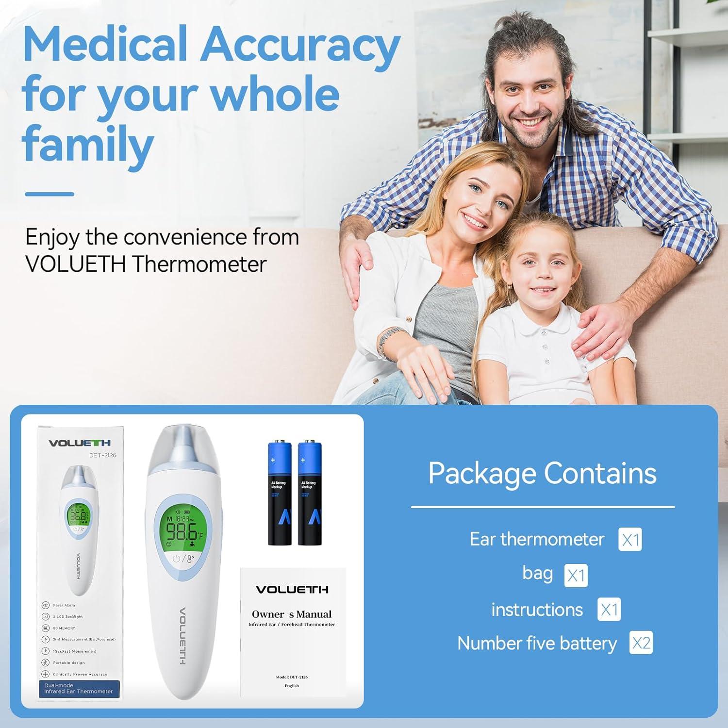 Termómetro Digital VOLUETH 3 en 1 para Bebés y Adultos