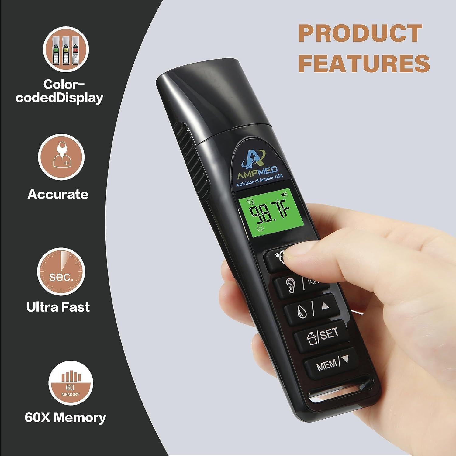 Termómetro Infrarrojo Amplim 3 en 1 para Bebés y Adultos