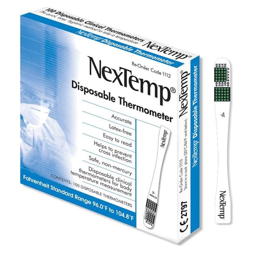 Termómetros desechables NexTemp Medical Indicators - Paquete de 100