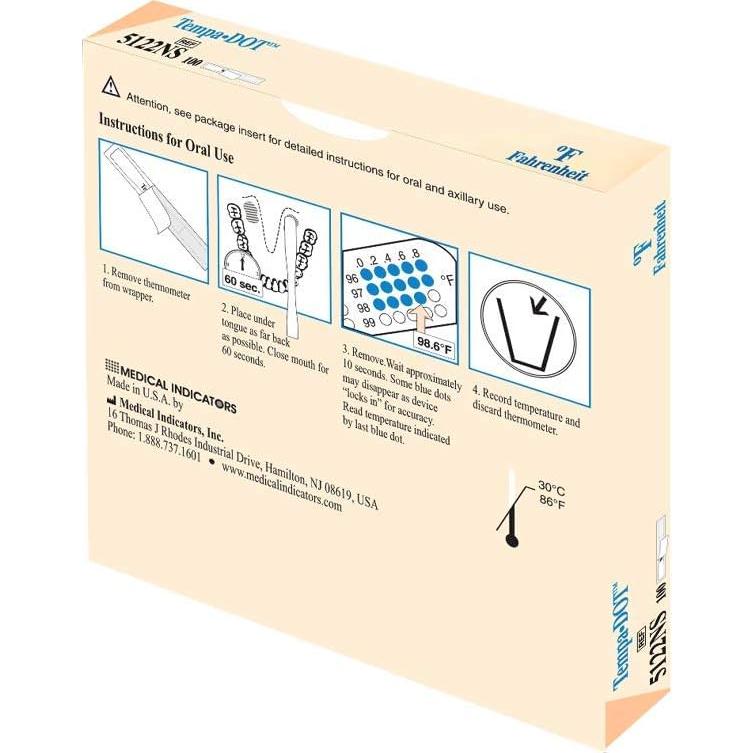 Termómetros Clínicos Desechables Tempa-DOT 100 Pack - Precisión Alta