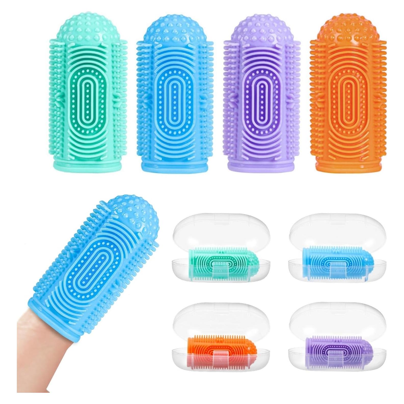 Cepillo de Dedo para Bebés NFSVLB 4 Pcs Silicona Suave 6-36 Meses