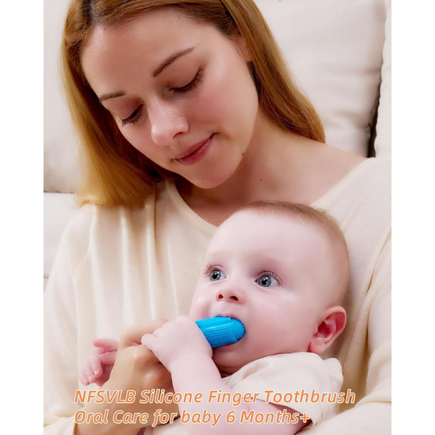 Cepillo de Dedo para Bebés NFSVLB 4 Pcs Silicona Suave 6-36 Meses