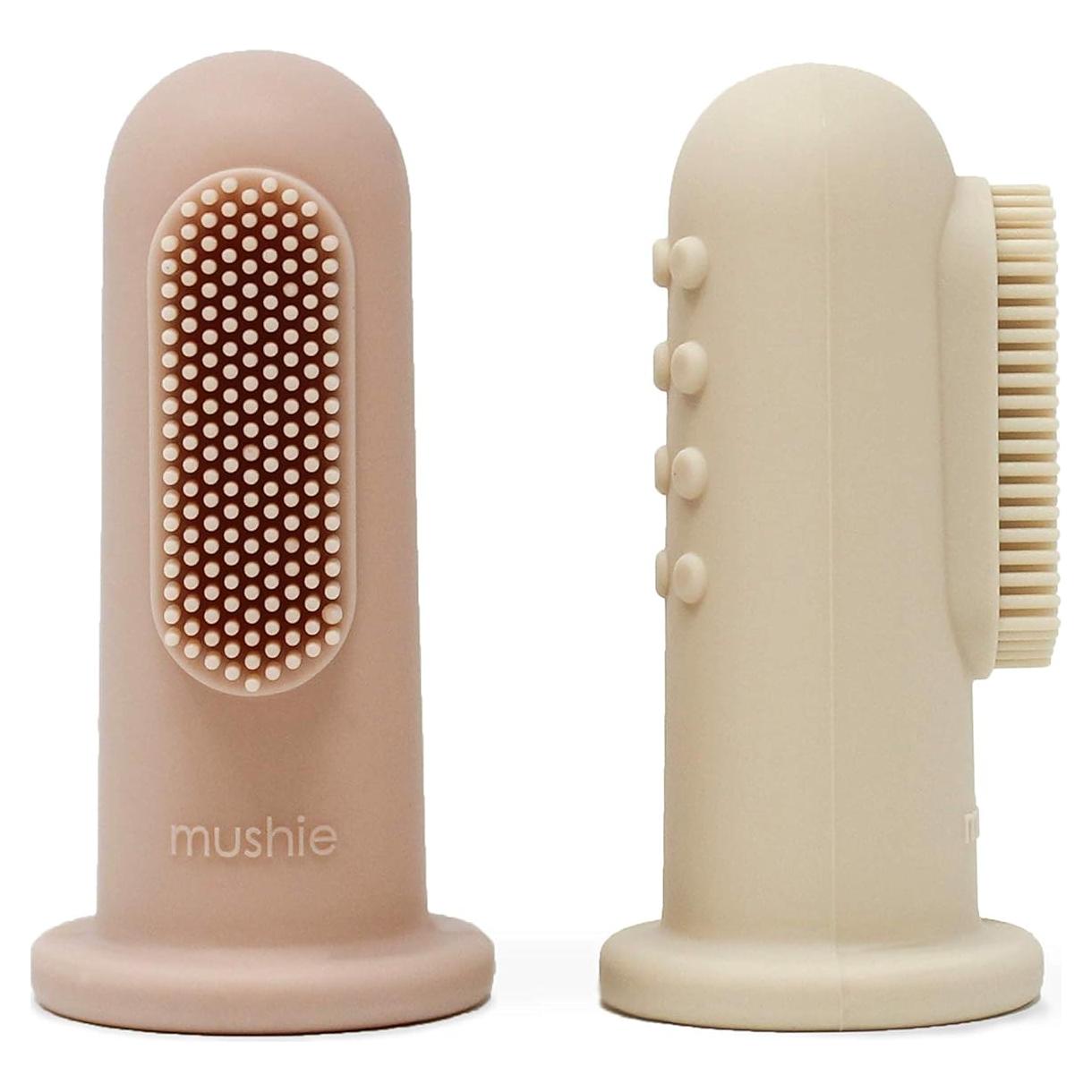 Cepillo de Dedo para Bebé Mushie 2-Pack Silicona Suave
