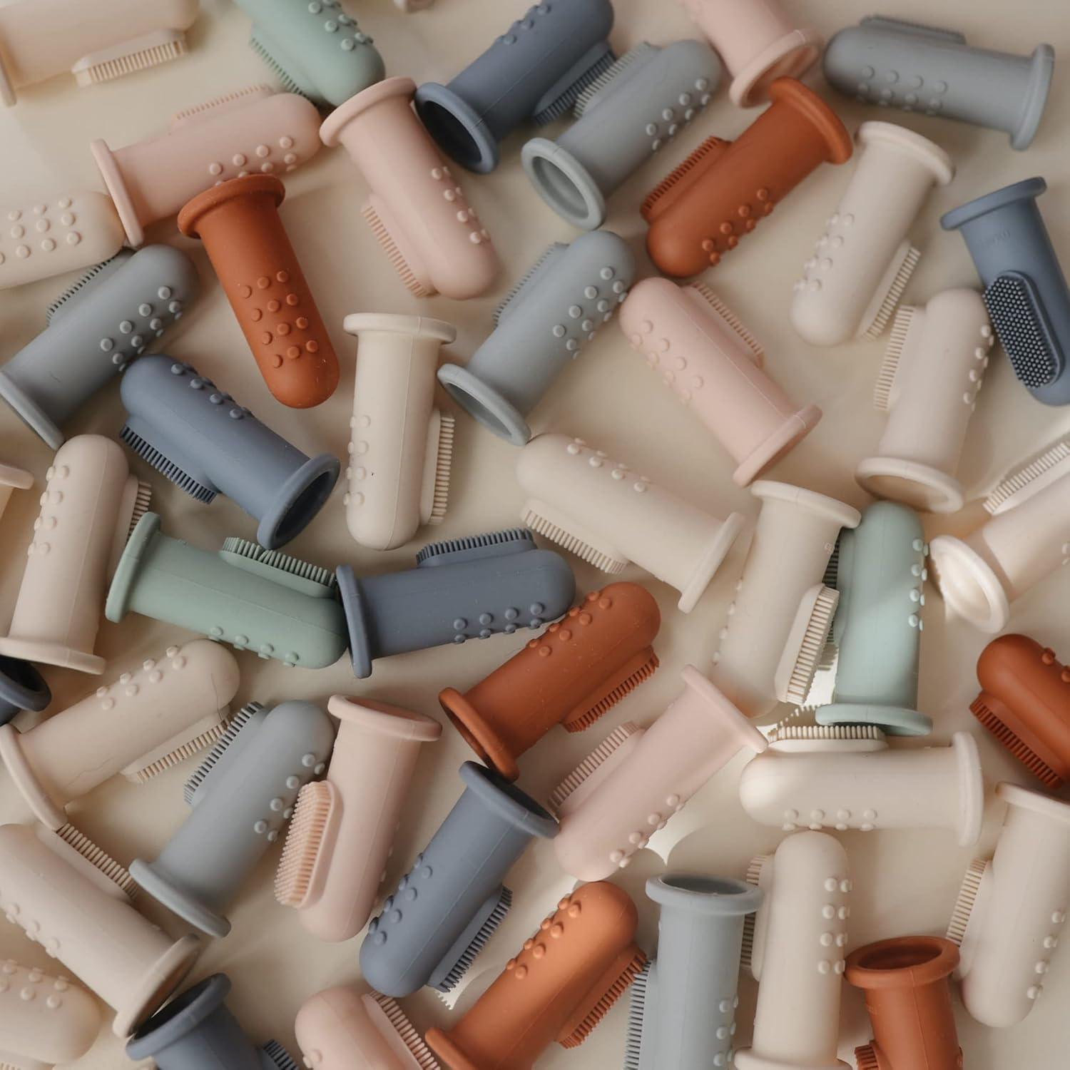 Cepillo de Dedo para Bebé Mushie 2-Pack Silicona Suave