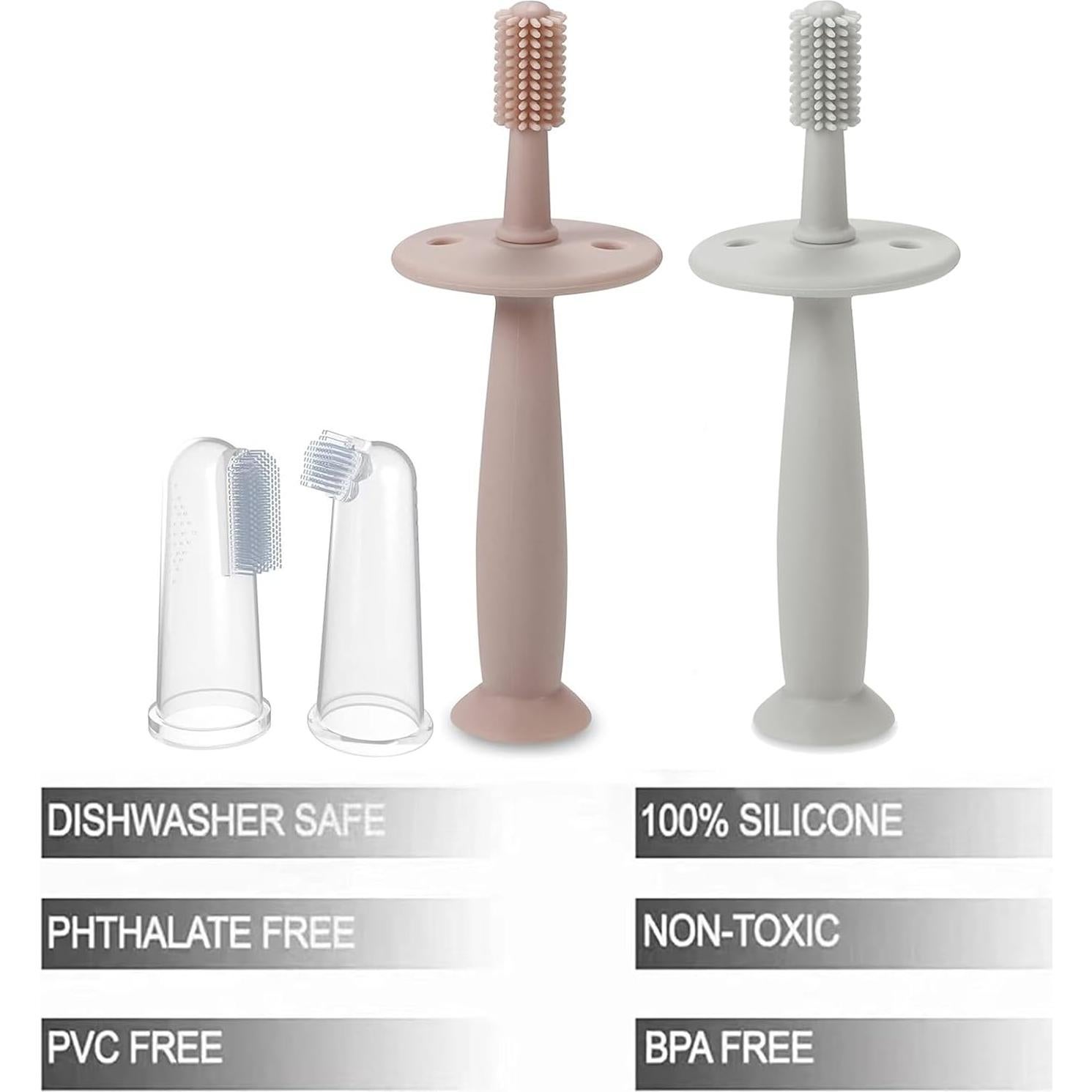 Cepillo de Dientes de Silicona PandaEar para Bebés - Juego de 3