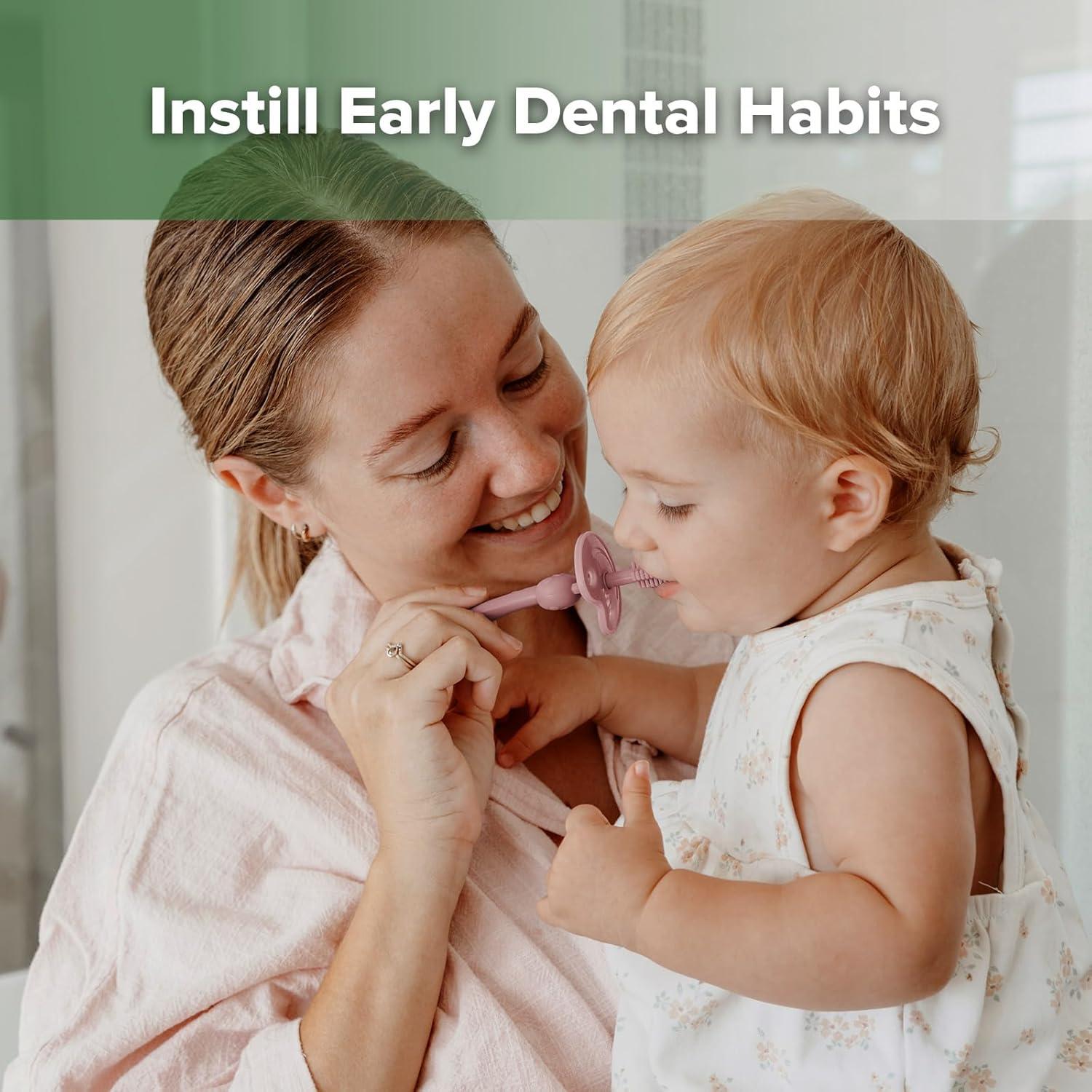 Cepillo de Dientes 360° Haakaa para Bebés Rubor - Silicona Alimentaria