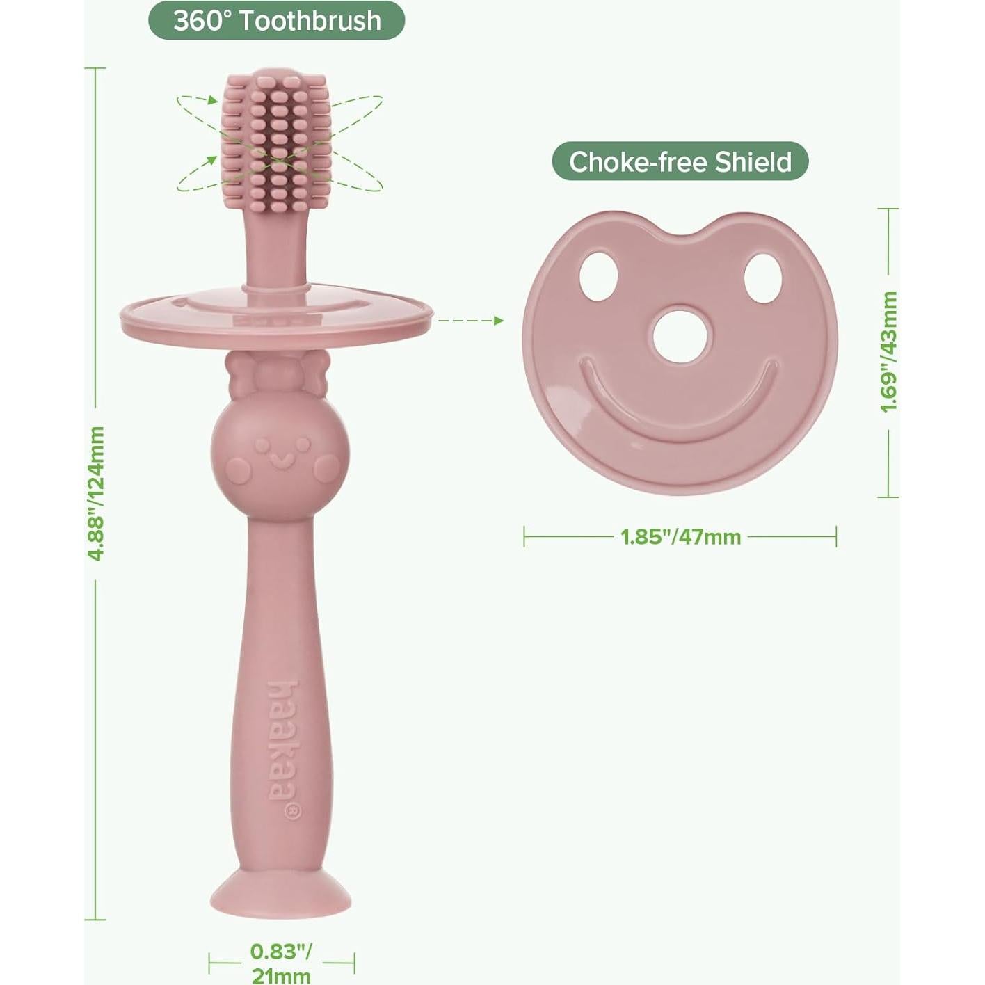 Cepillo de Dientes 360° Haakaa para Bebés Rubor - Silicona Alimentaria