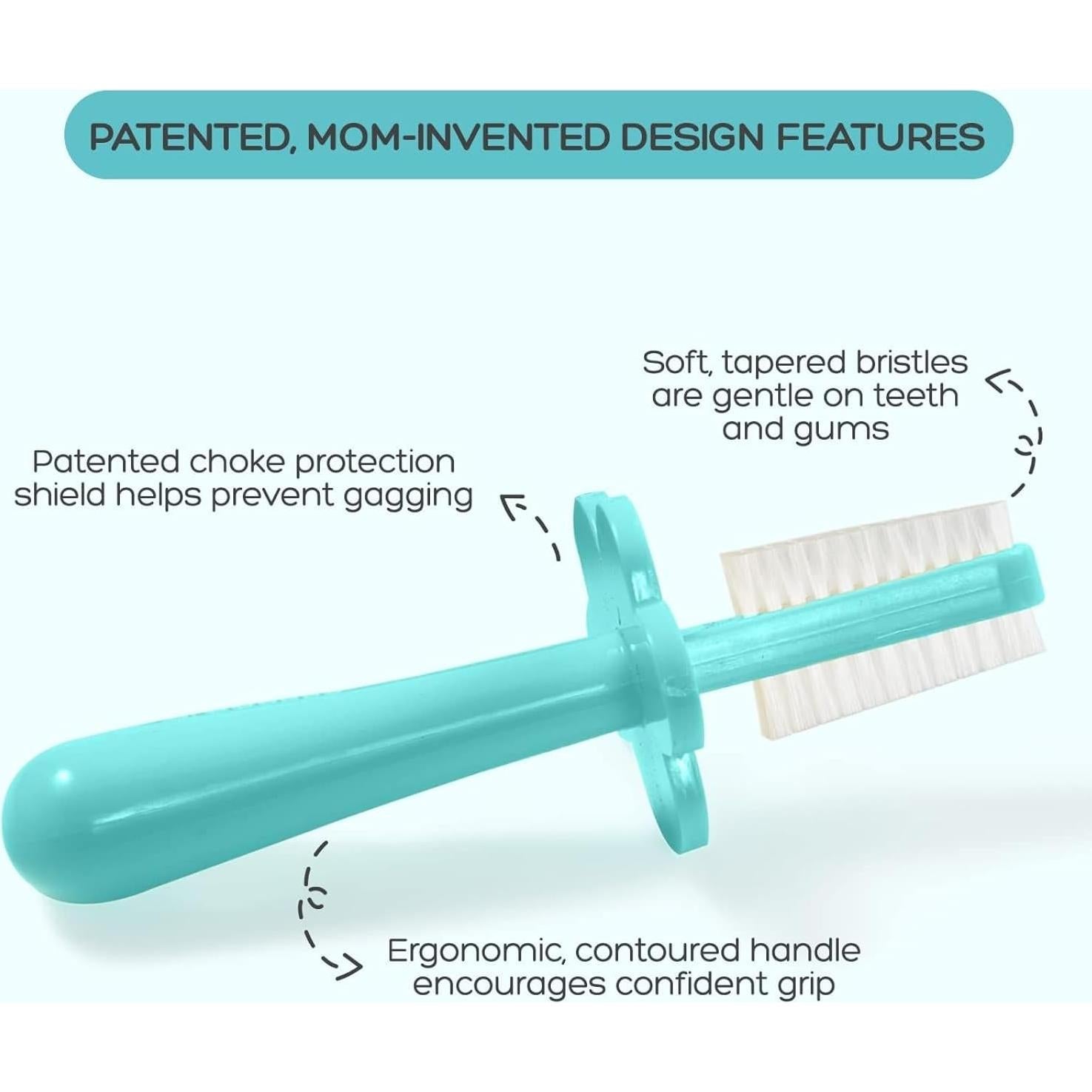 Cepillo de Dientes para Bebés Grabease Doble Cara Verde Azulado