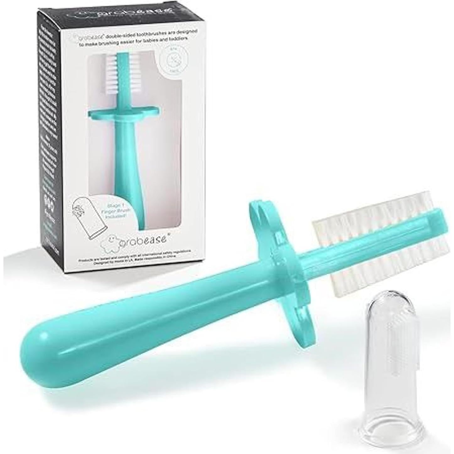 Cepillo de Dientes para Bebés Grabease Doble Cara Verde Azulado