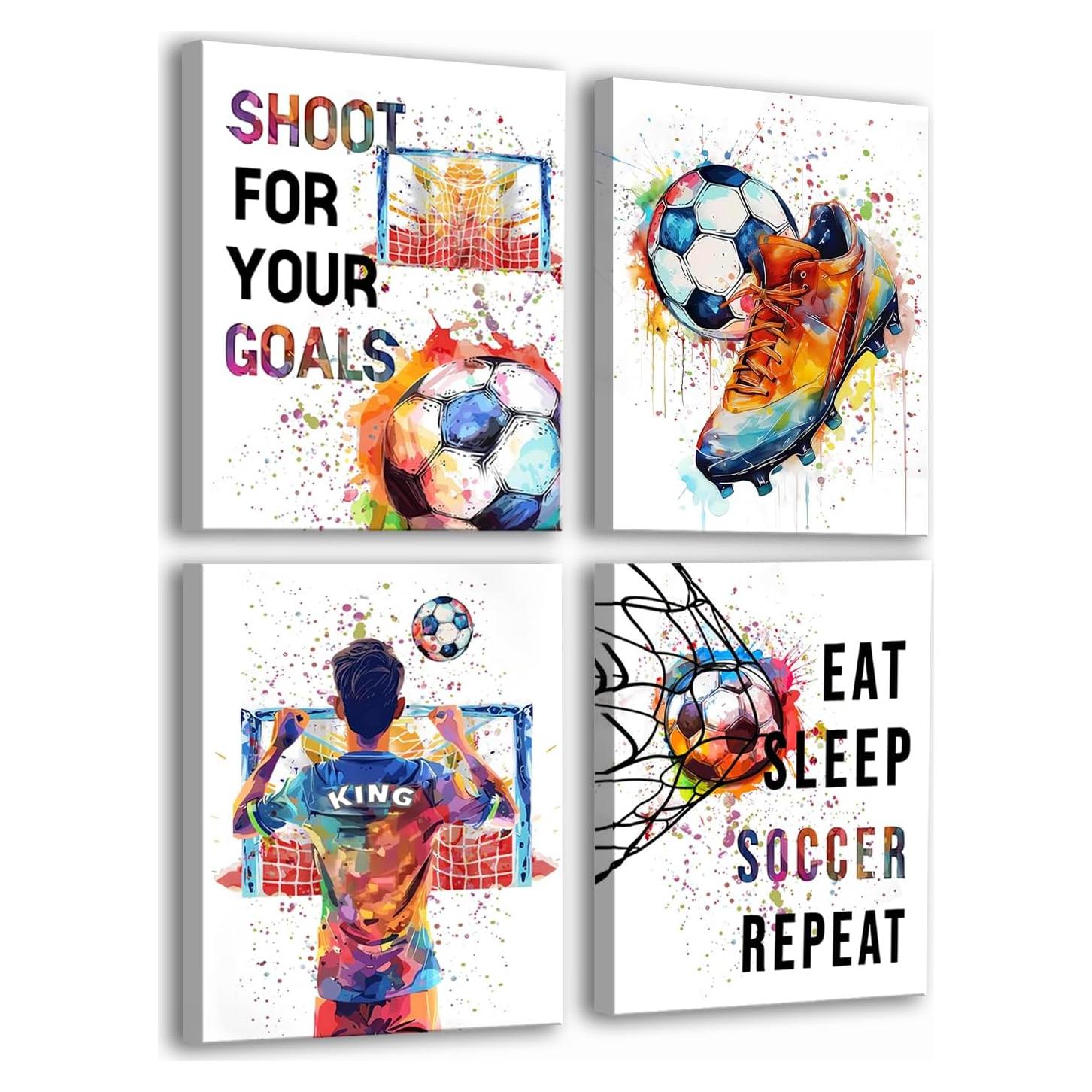 Arte de Pared en Lienzo de Graffiti de Fútbol Enmarcado 20x25cm