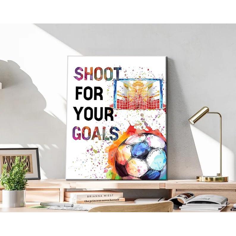 Arte de Pared en Lienzo de Graffiti de Fútbol Enmarcado 20x25cm