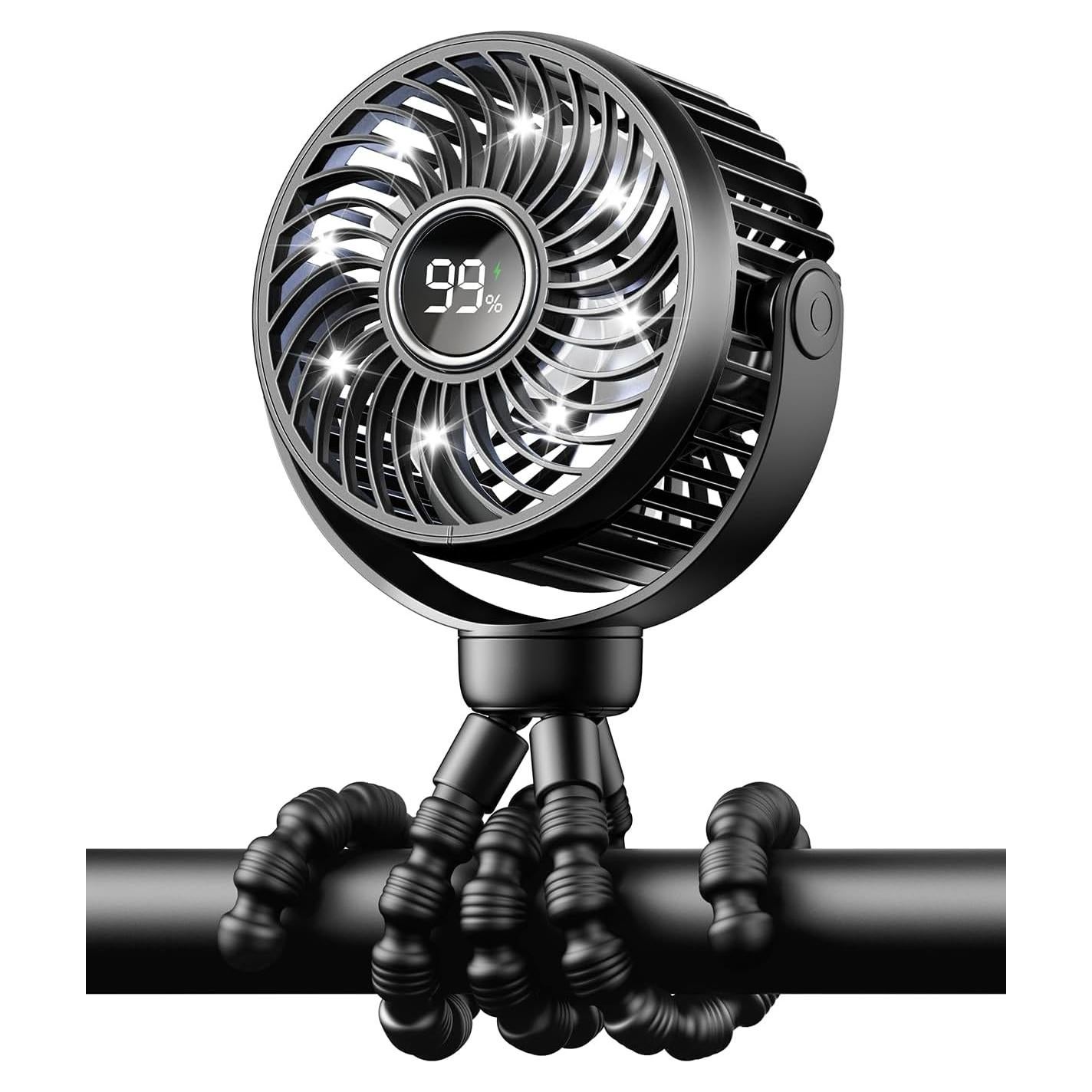 Mini Ventilador Portátil Bearwind S15 con Luz LED 4 Velocidades