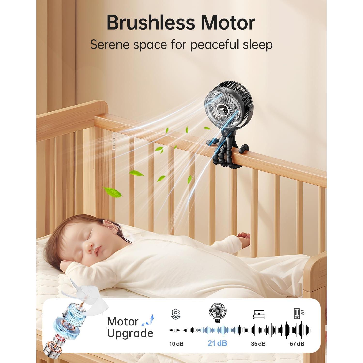 Mini Ventilador Portátil Bearwind S15 con Luz LED 4 Velocidades