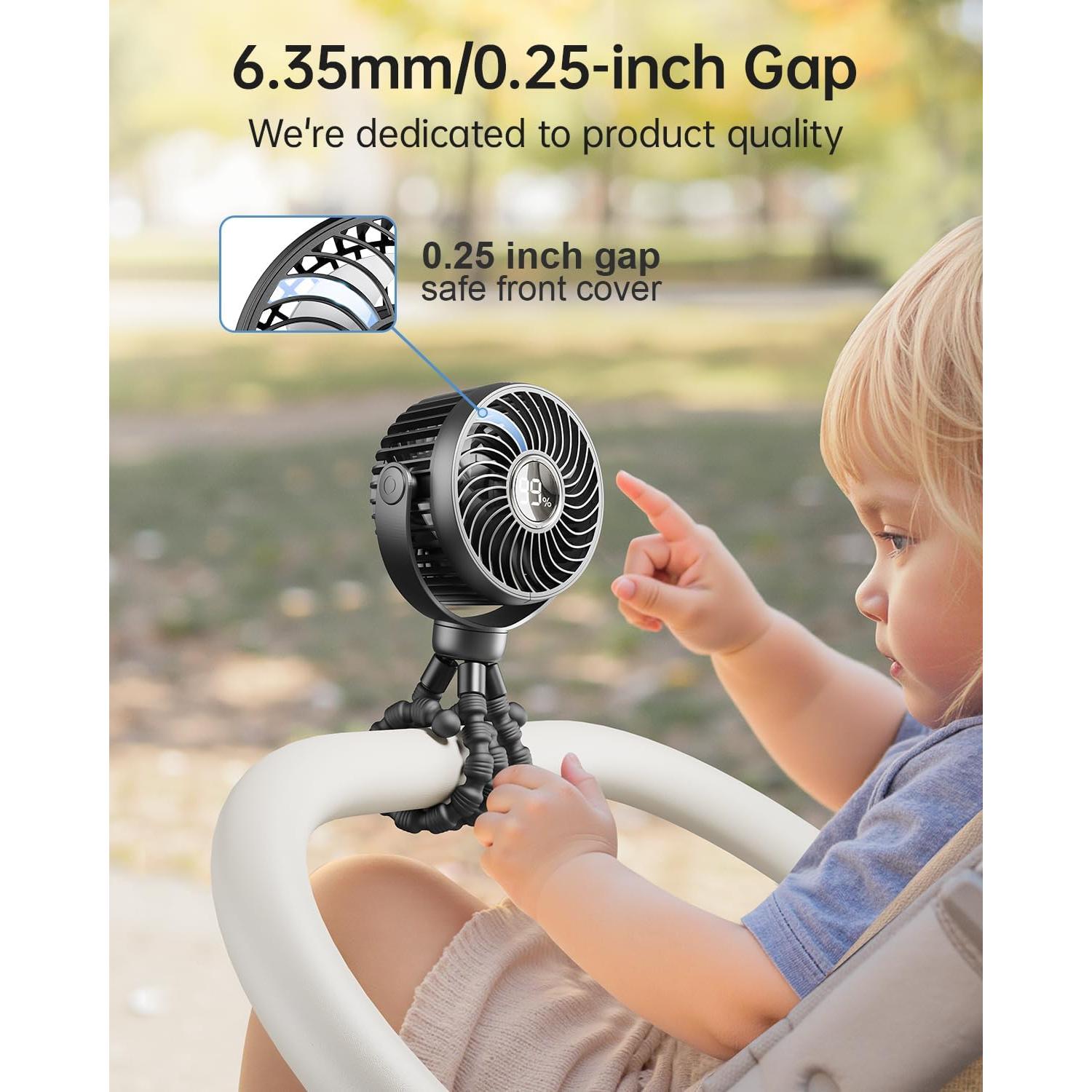 Mini Ventilador Portátil Bearwind S15 con Luz LED 4 Velocidades