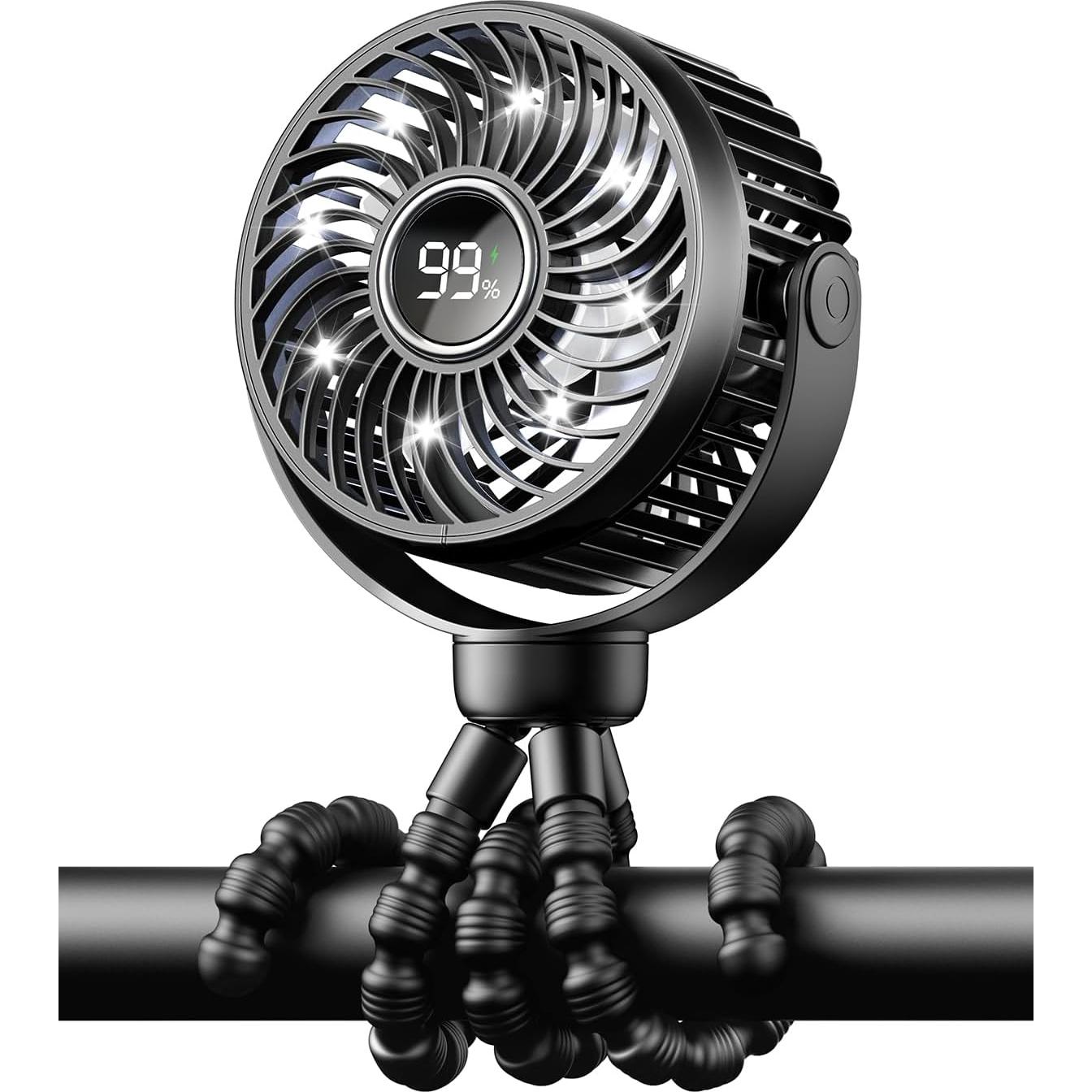 Mini Ventilador Portátil Bearwind S15 con Luz LED 4 Velocidades