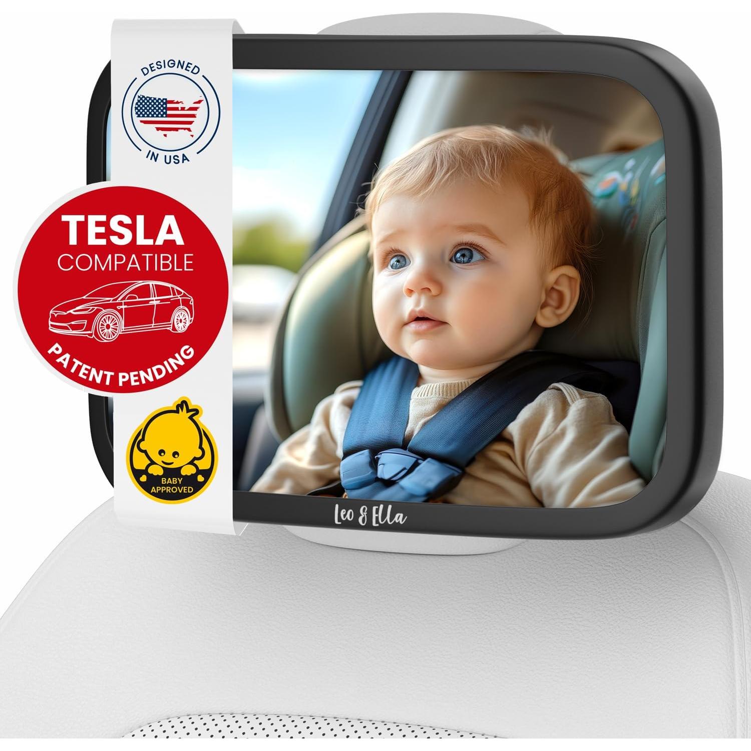 Espejo de Auto para Bebé Leo y Ella Extra Grande Irrompible