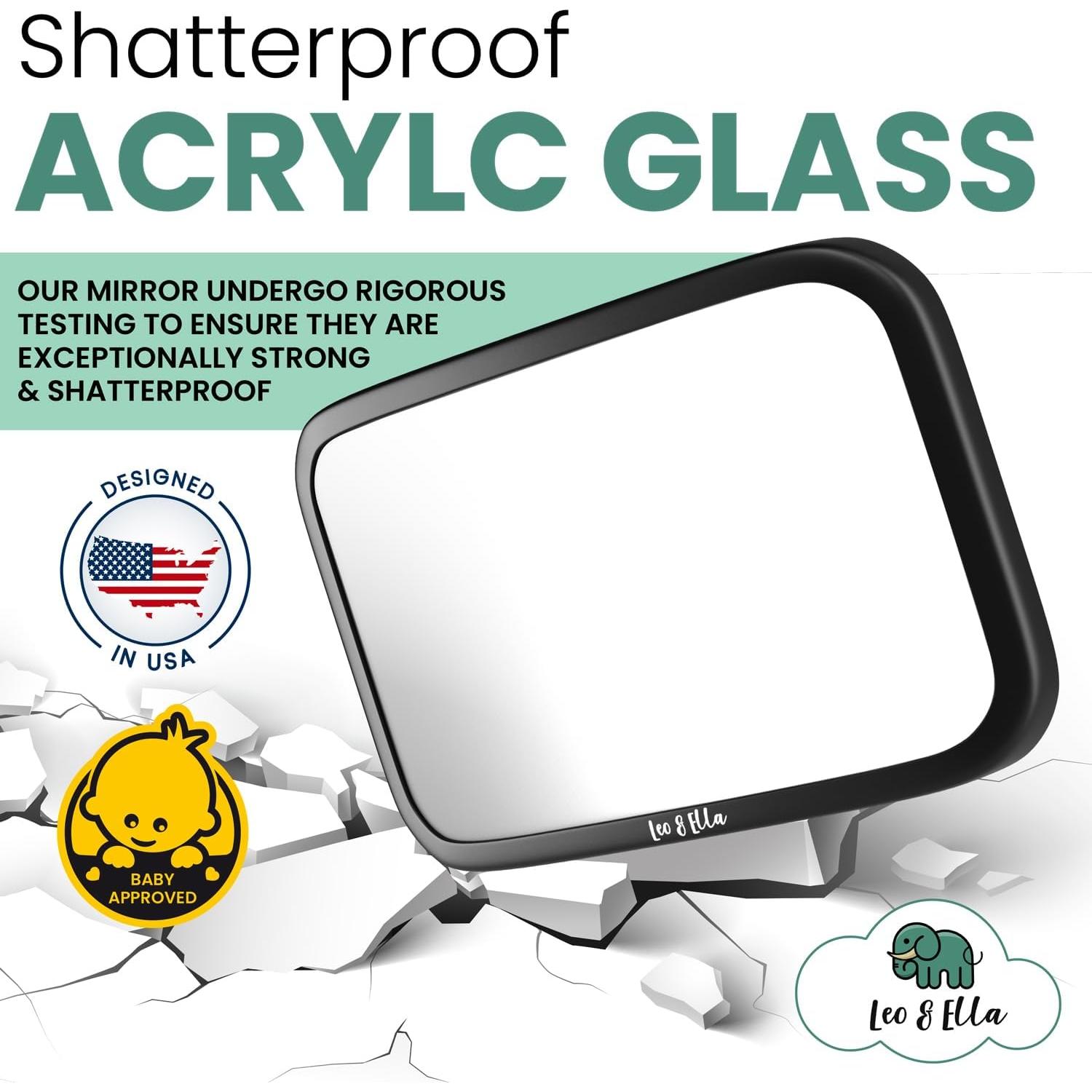 Espejo de Auto para Bebé Leo y Ella Extra Grande Irrompible