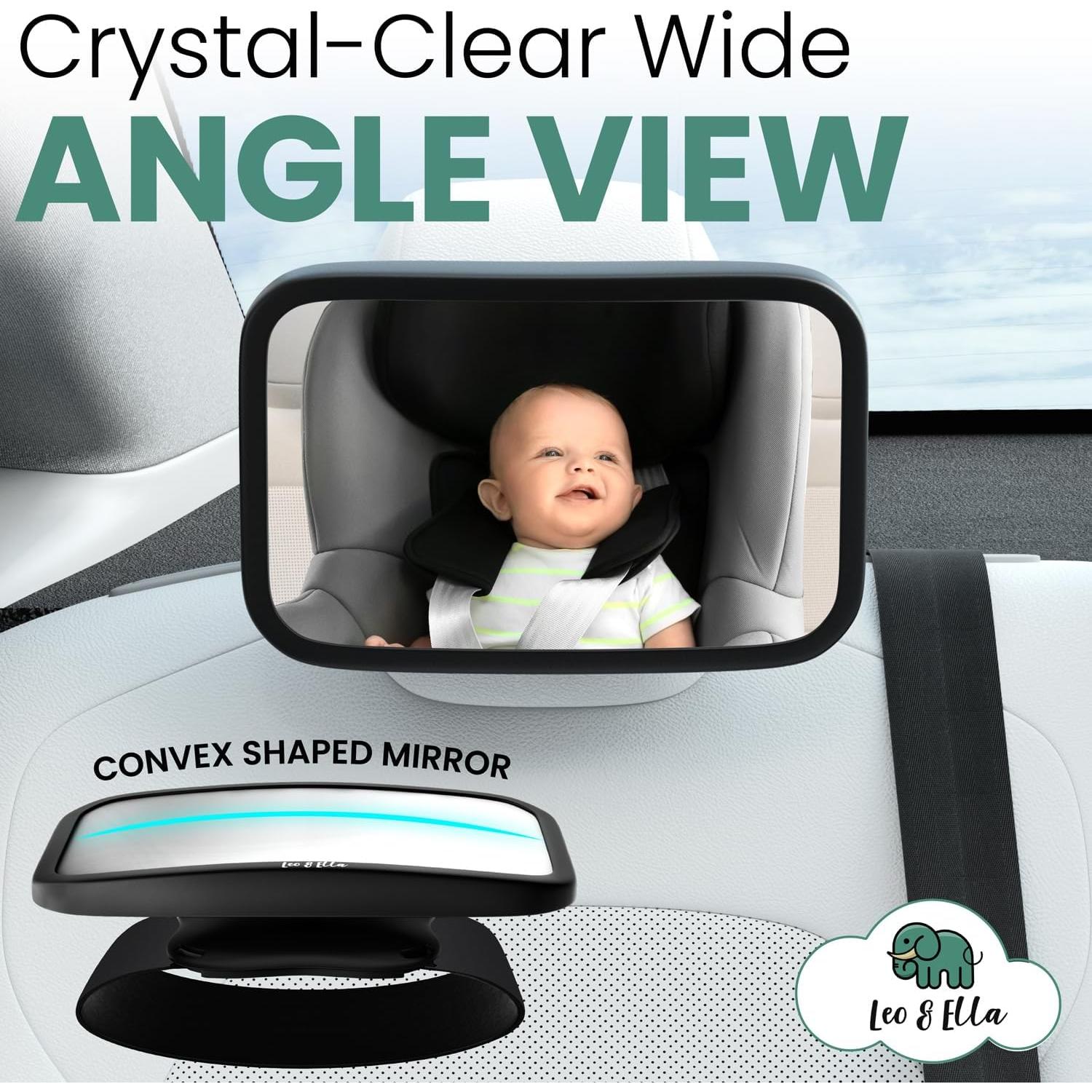 Espejo de Auto para Bebé Leo y Ella Extra Grande Irrompible