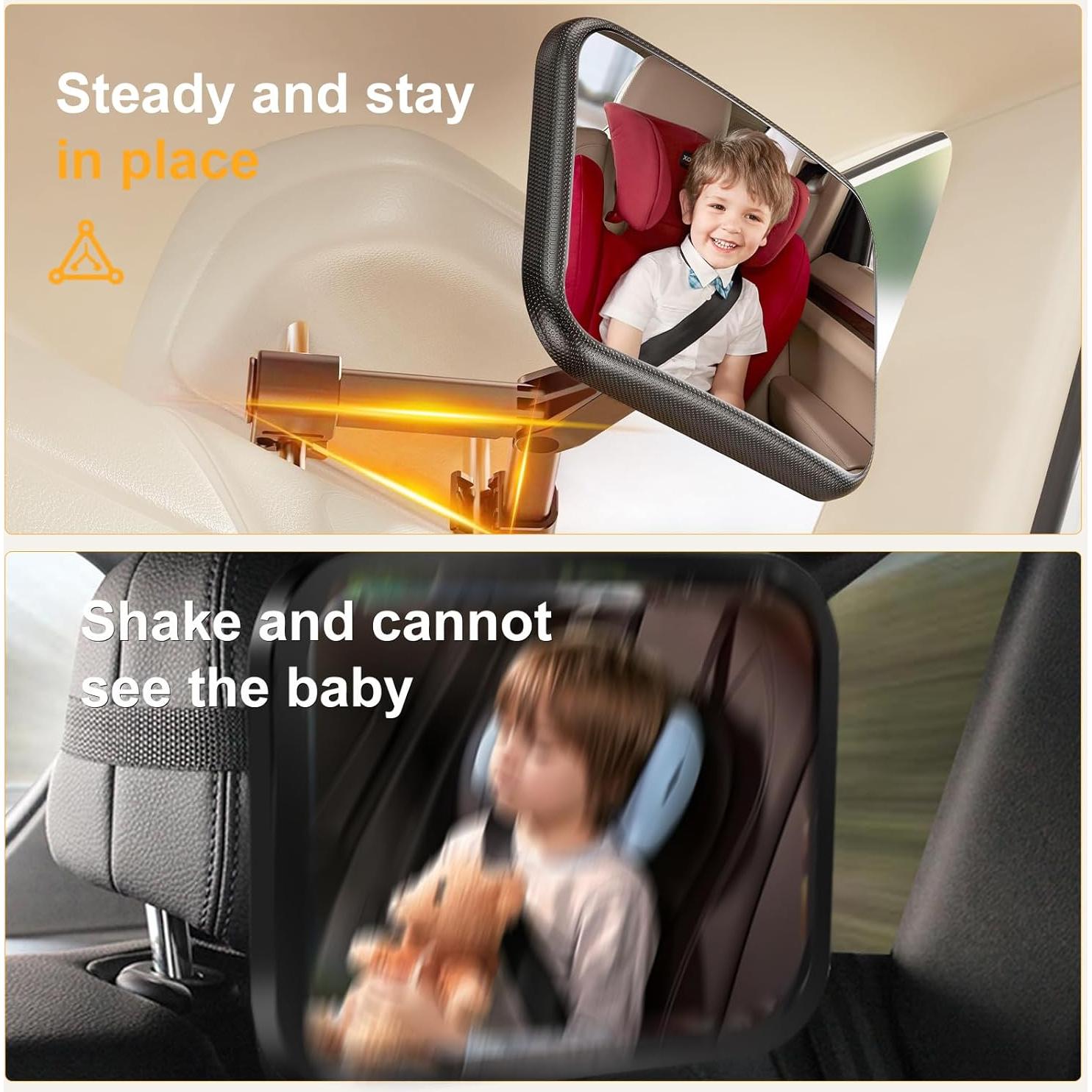 Espejo de Coche para Bebé YOVKOK - Convexo, 360° Ajustable