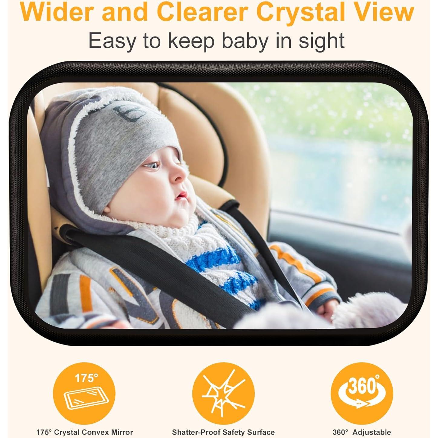 Espejo de Coche para Bebé YOVKOK - Convexo, 360° Ajustable