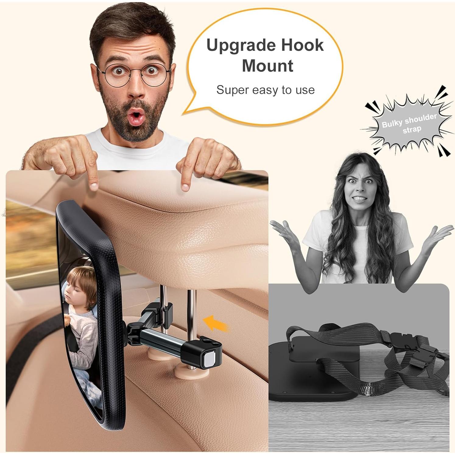 Espejo de Coche para Bebé YOVKOK - Convexo, 360° Ajustable