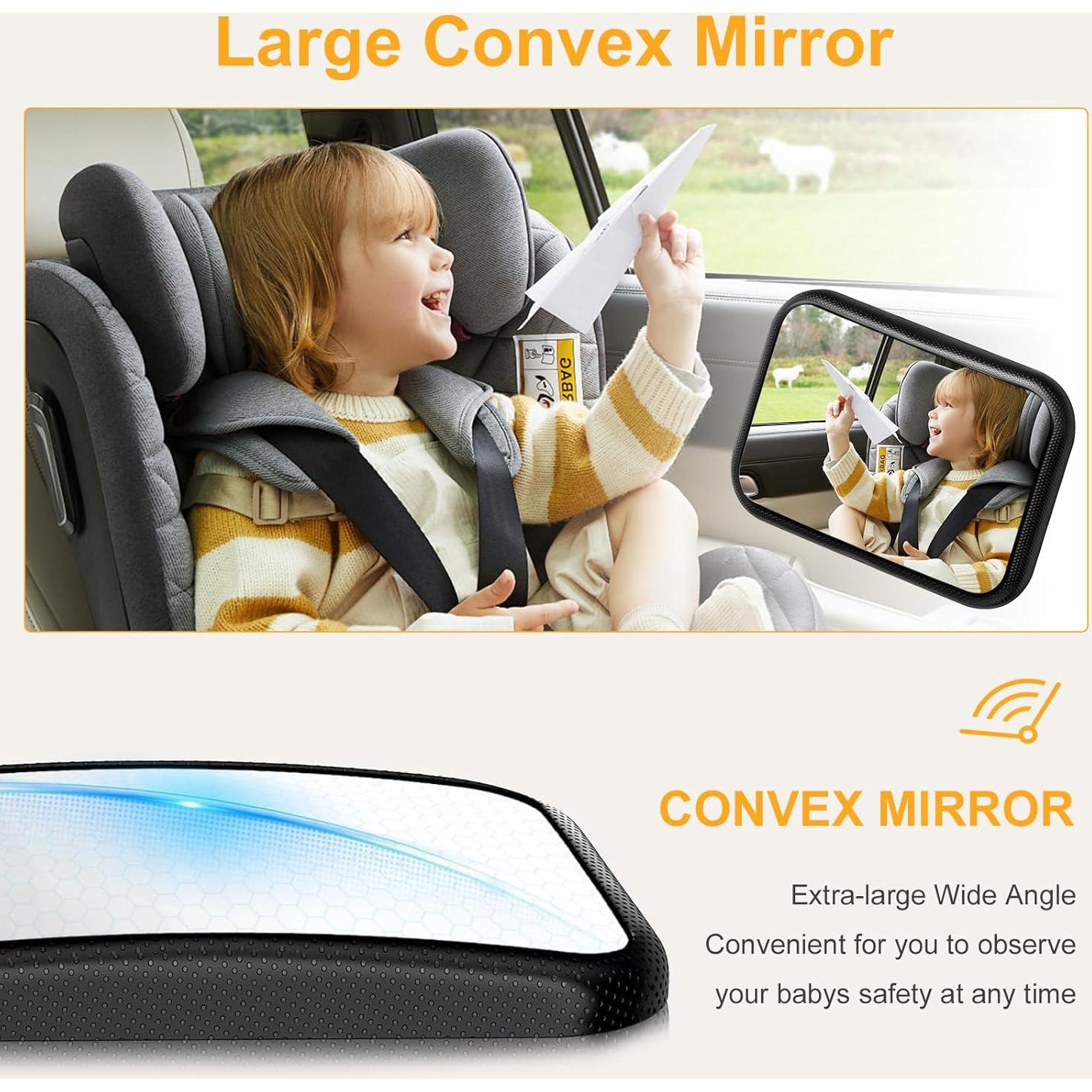 Espejo de Coche para Bebé YOVKOK - Convexo, 360° Ajustable