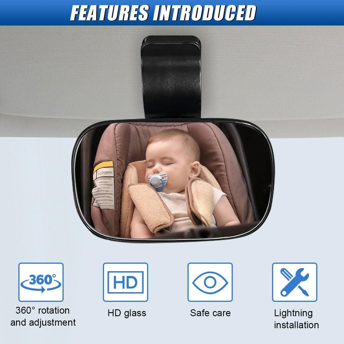 Espejo Convexo de Coche para Bebé UHANBUT Ajustable 360°